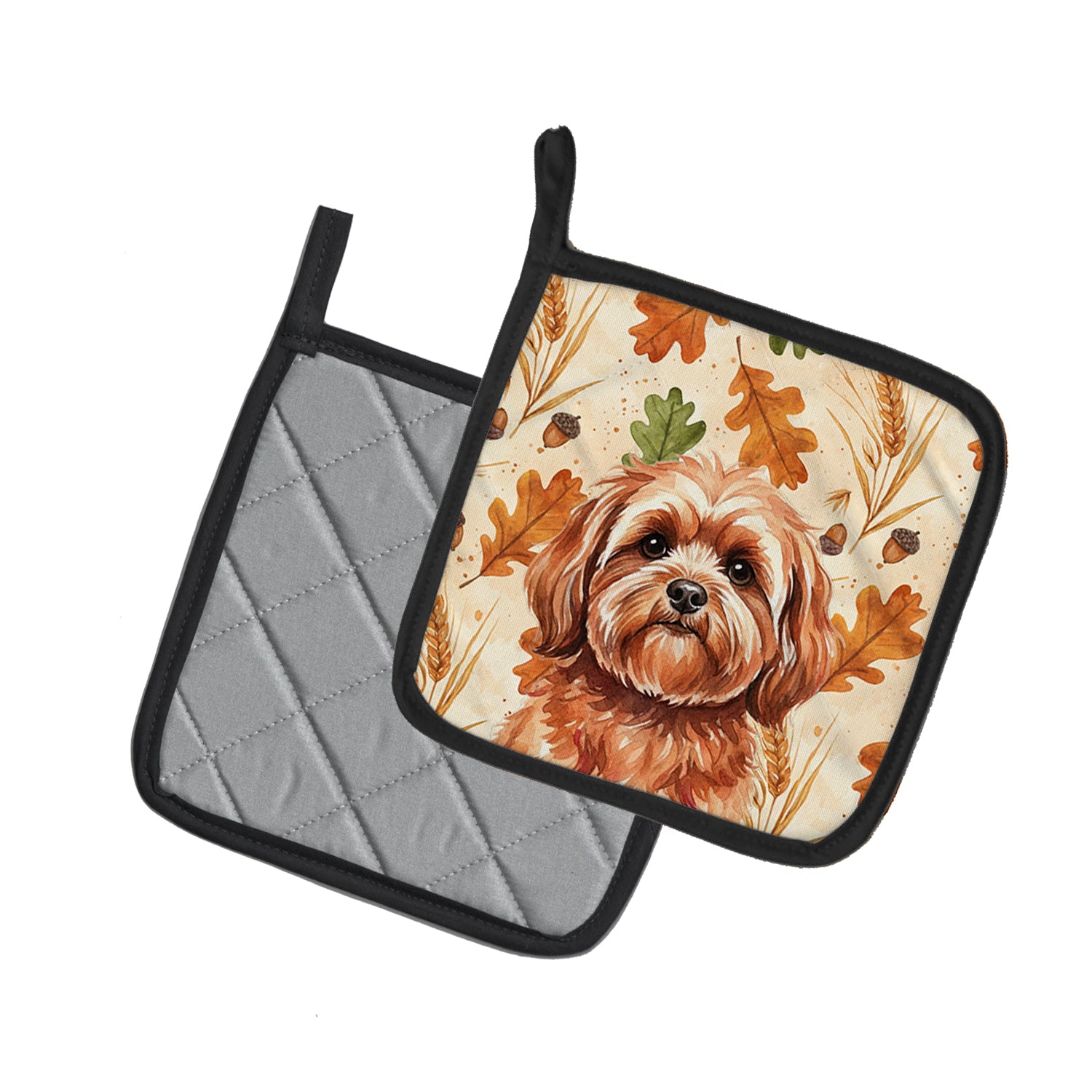 Caroline's Treasures Red Lhasa Apso Heirloom Fall Pair of Pot Holders