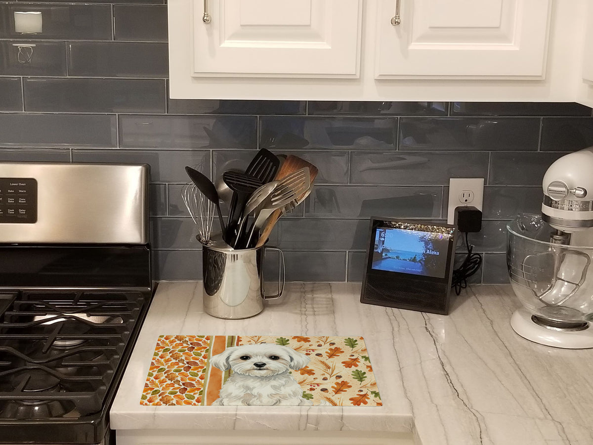 Caroline's Treasures Maltese Heirloom Fall Glass Cutting Board