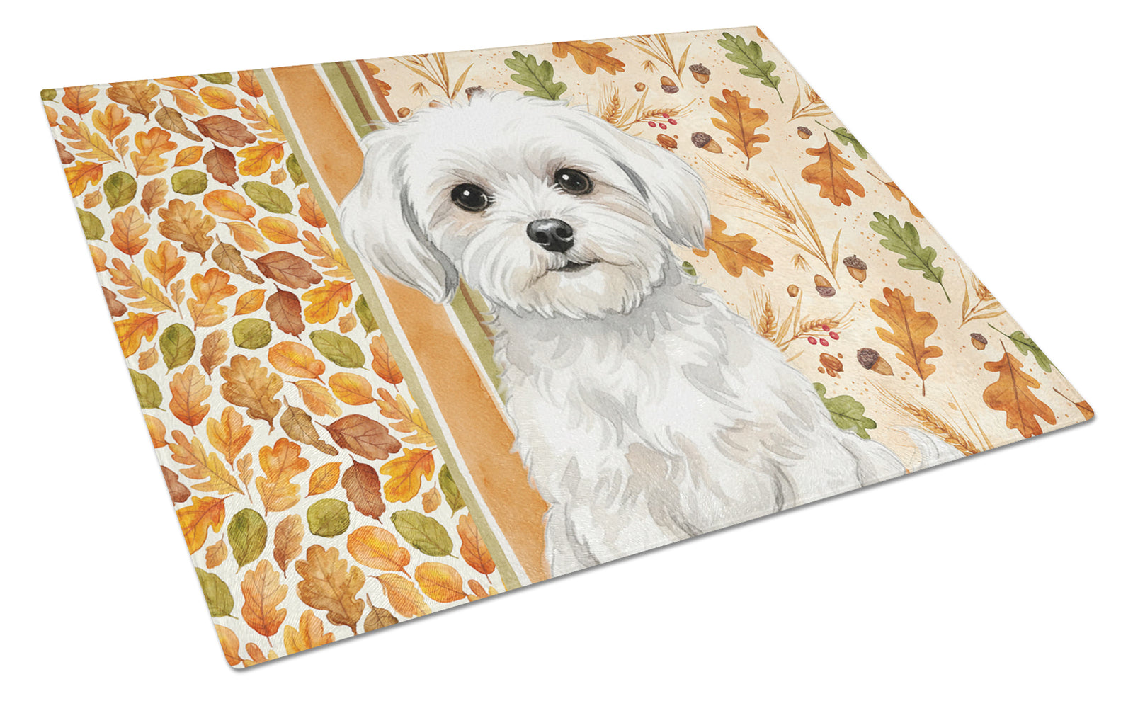 Caroline's Treasures Maltese Heirloom Fall Glass Cutting Board