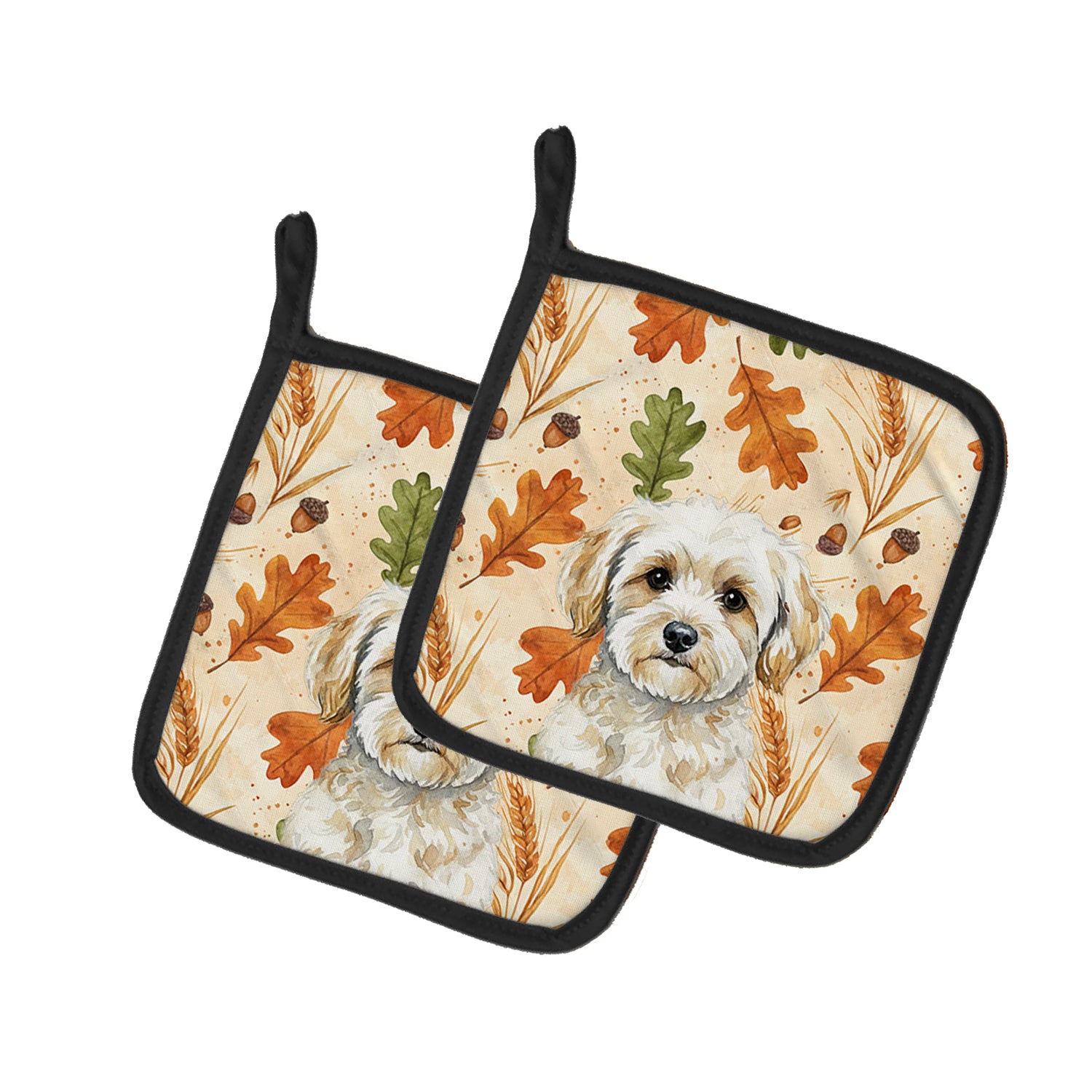 Caroline's Treasures Maltipoo Heirloom Fall Pair of Pot Holders
