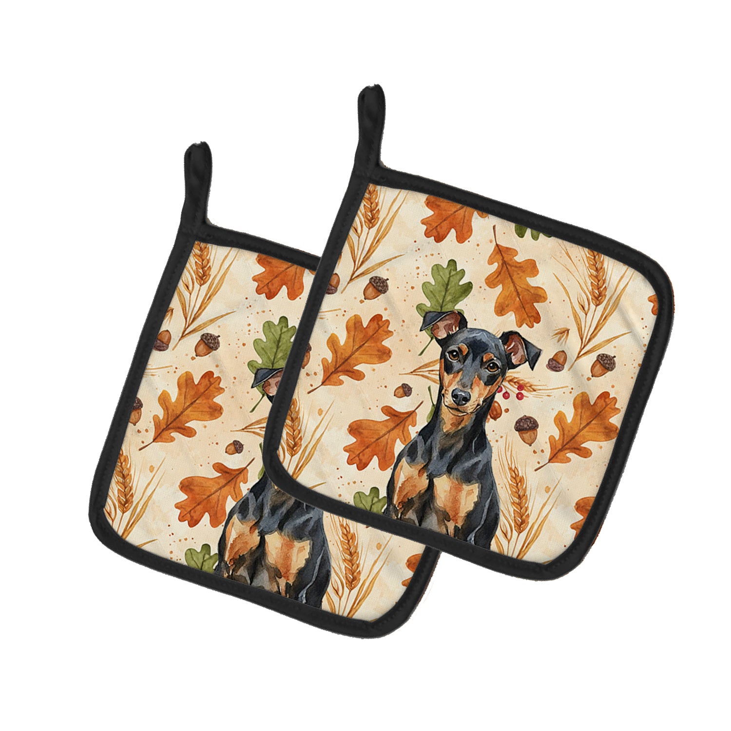 Caroline's Treasures Manchester Terrier Heirloom Fall Pair of Pot Holders