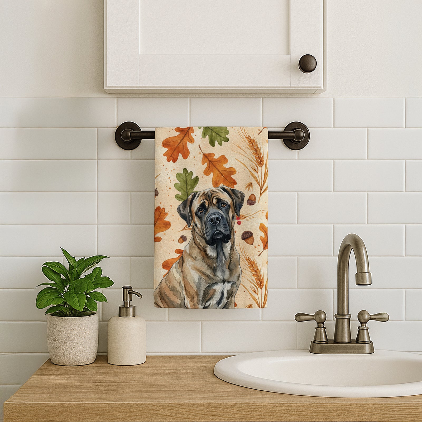 Caroline's Treasures Brindle Mastiff Heirloom Fall Kitchen Towel