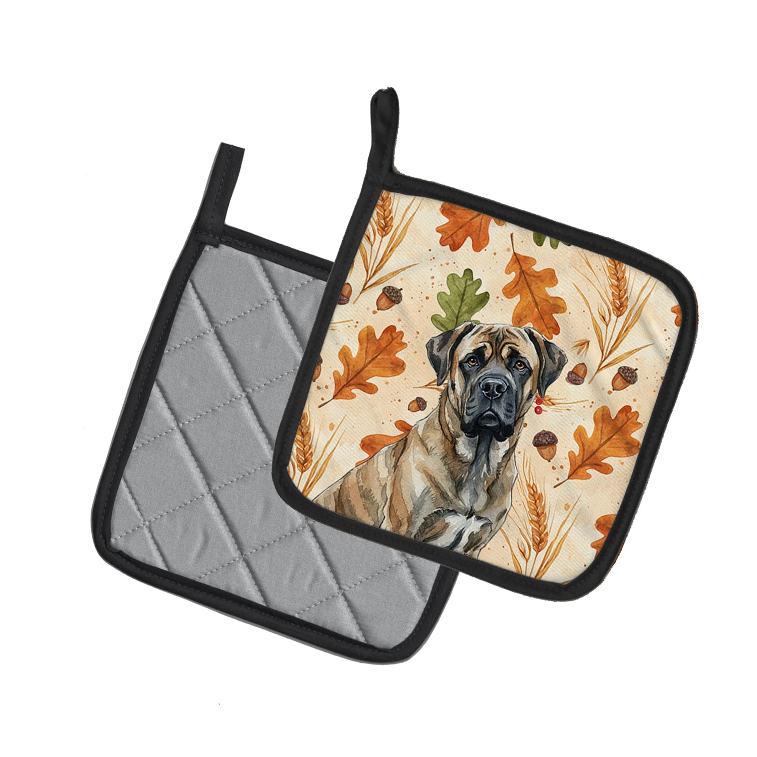 Caroline's Treasures Brindle Mastiff Heirloom Fall Pair of Pot Holders