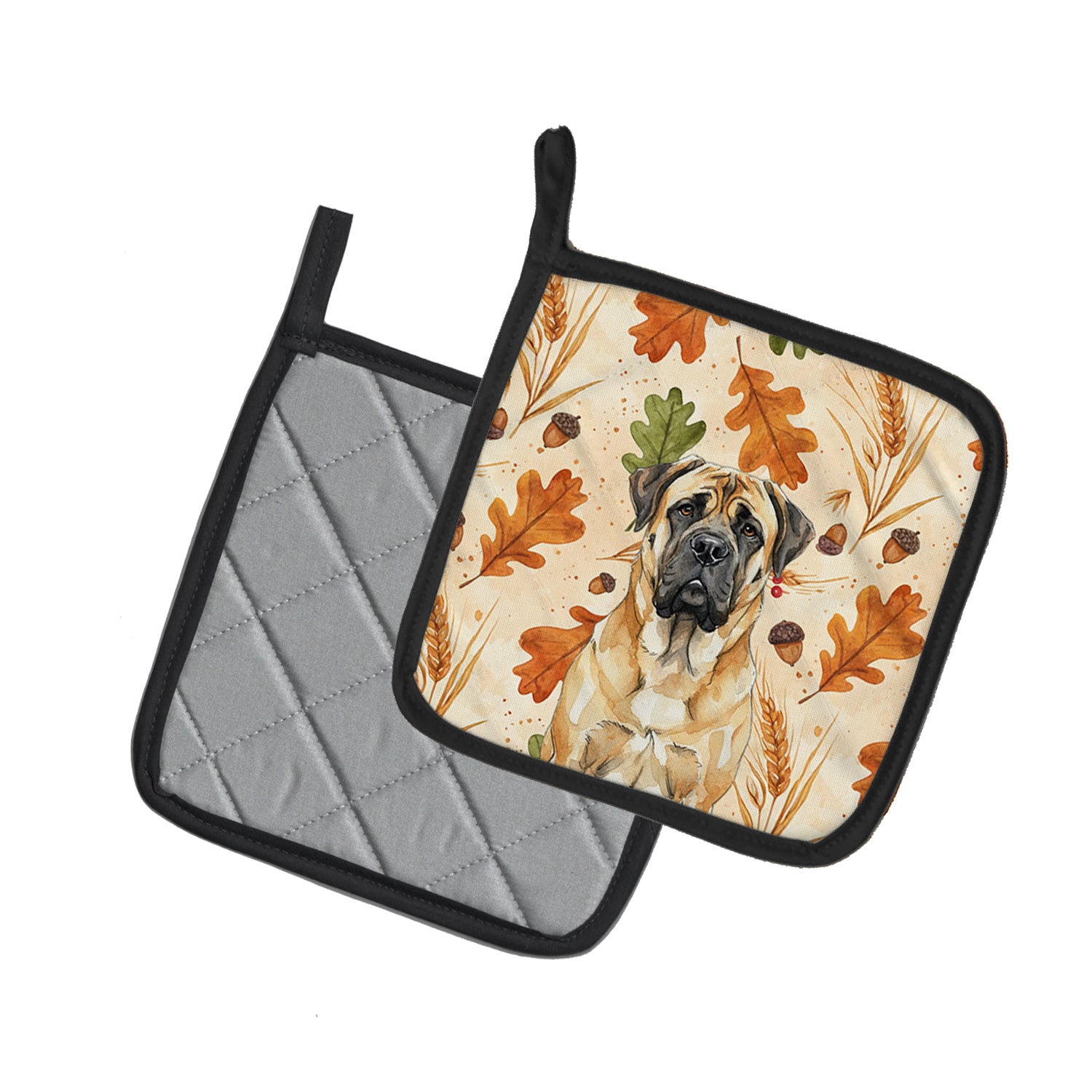 Caroline's Treasures Fawn Mastiff Heirloom Fall Pair of Pot Holders