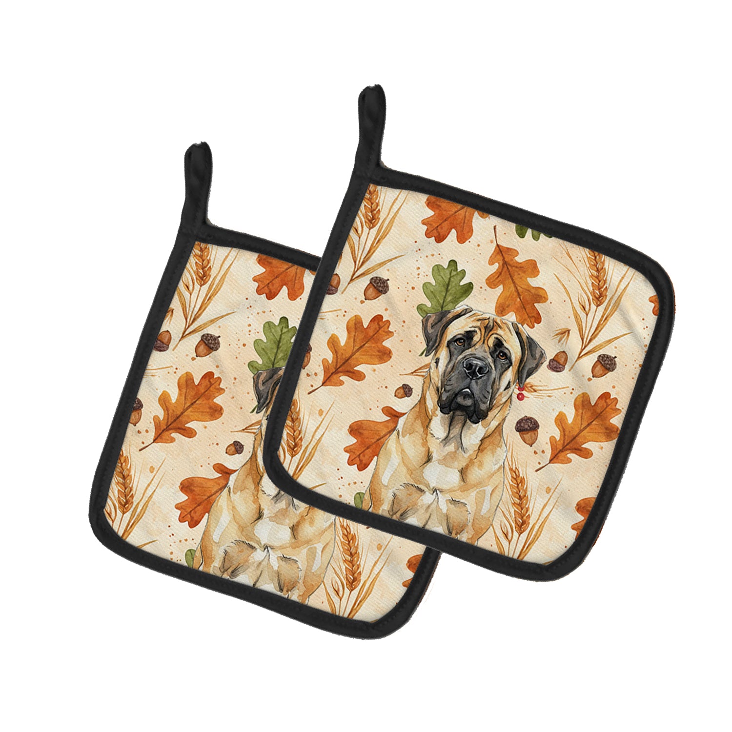 Caroline's Treasures Fawn Mastiff Heirloom Fall Pair of Pot Holders