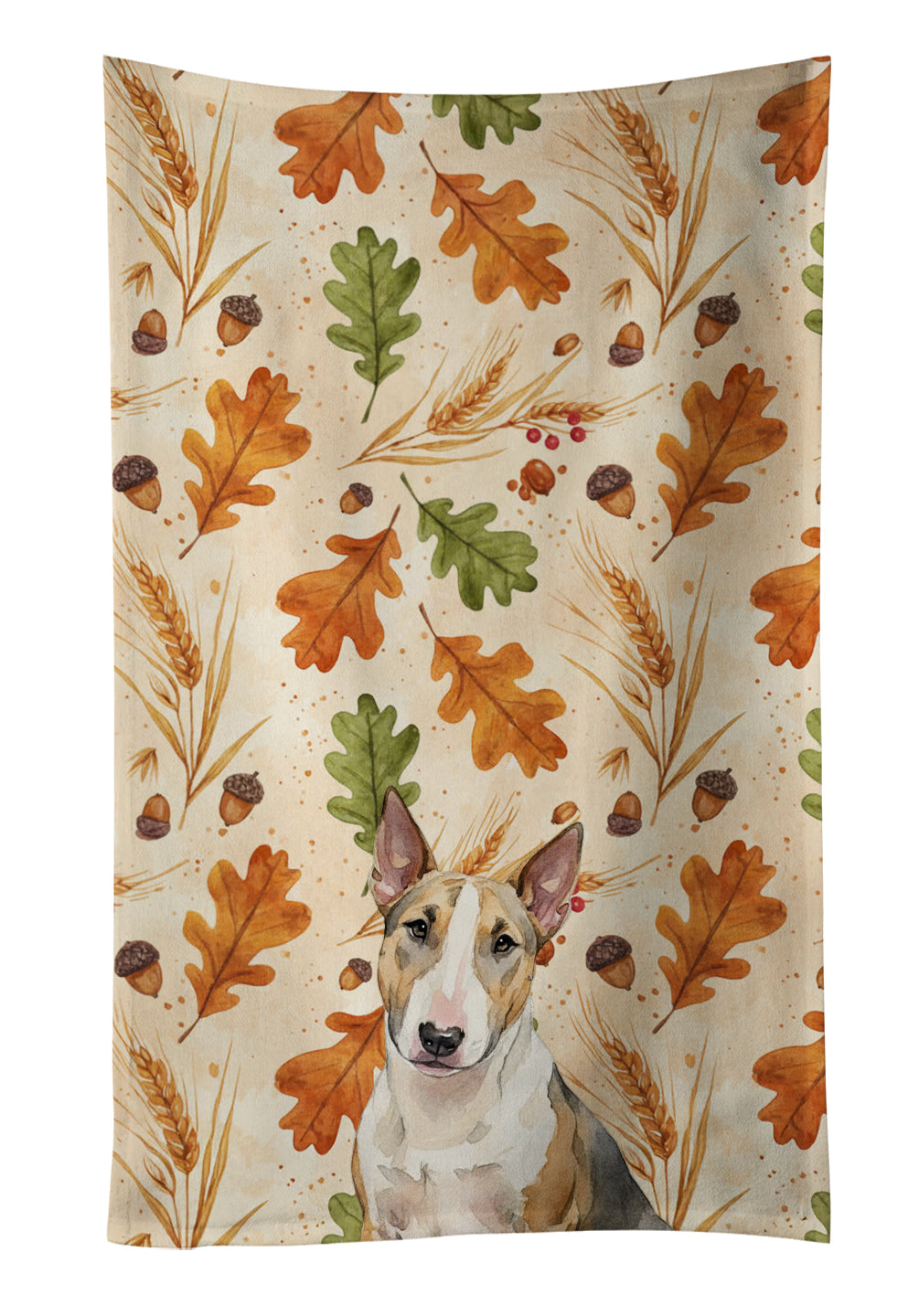 Caroline's Treasures Tricolor Miniature Bull Terrier Heirloom Fall Kitchen Towel