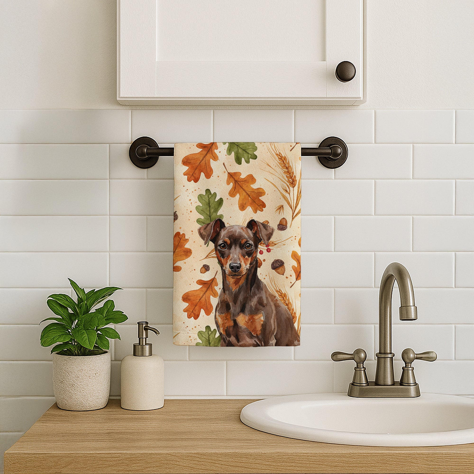 Caroline's Treasures Chocolate and Rust Miniature Pinscher Min Pin Heirloom Fall Kitchen Towel