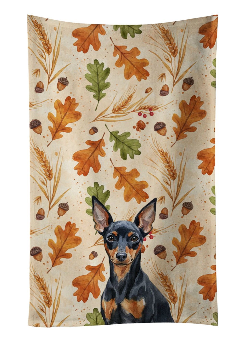 Caroline's Treasures Black and Tan Miniature Pinscher Heirloom Fall Kitchen Towel
