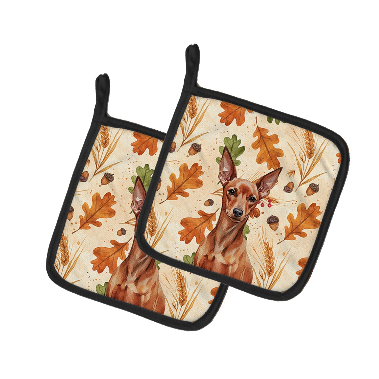 Caroline's Treasures Red Miniature Pinscher Min Pin Heirloom Fall Pair of Pot Holders