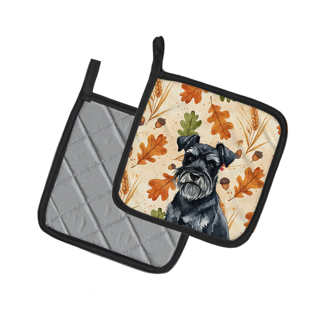 Caroline's Treasures Black Miniature Schnauzer Heirloom Fall Pair of Pot Holders