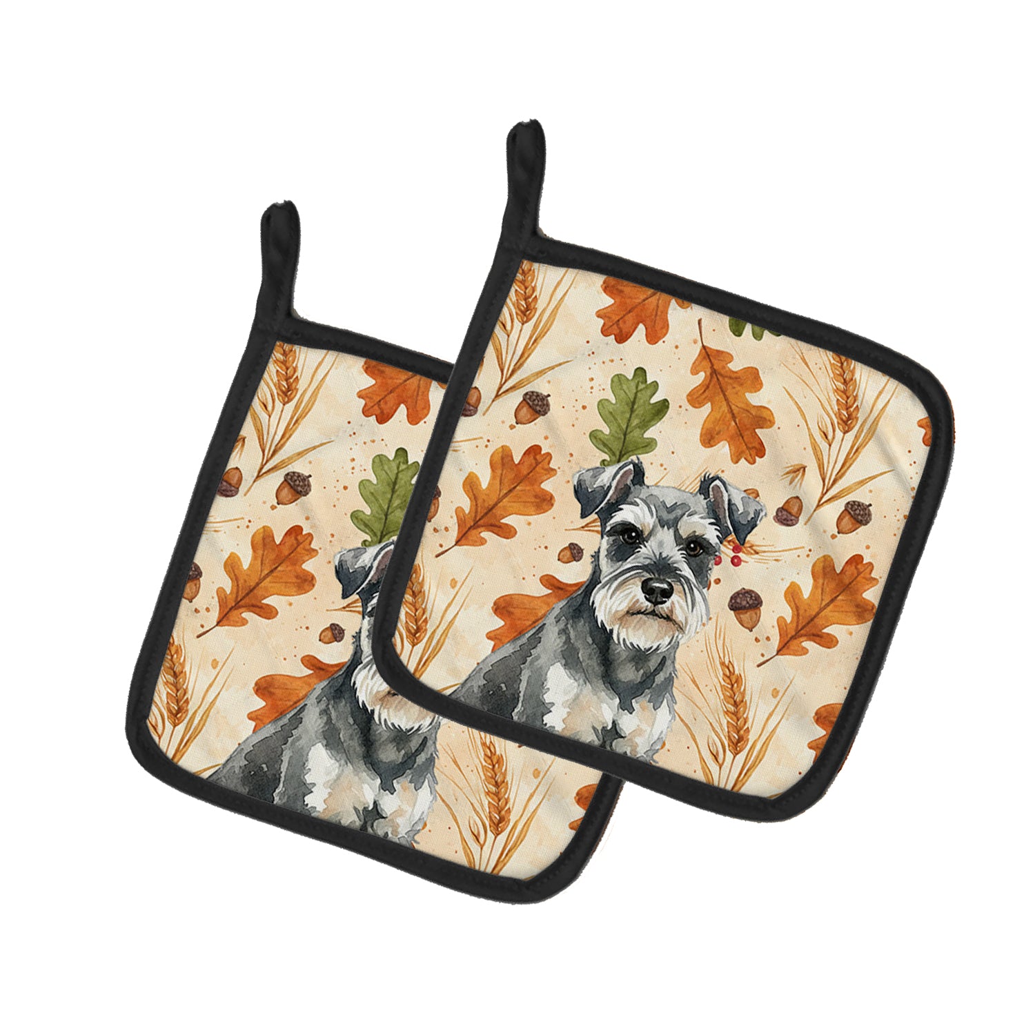 Caroline's Treasures Miniature Schnauzer Heirloom Fall Pair of Pot Holders