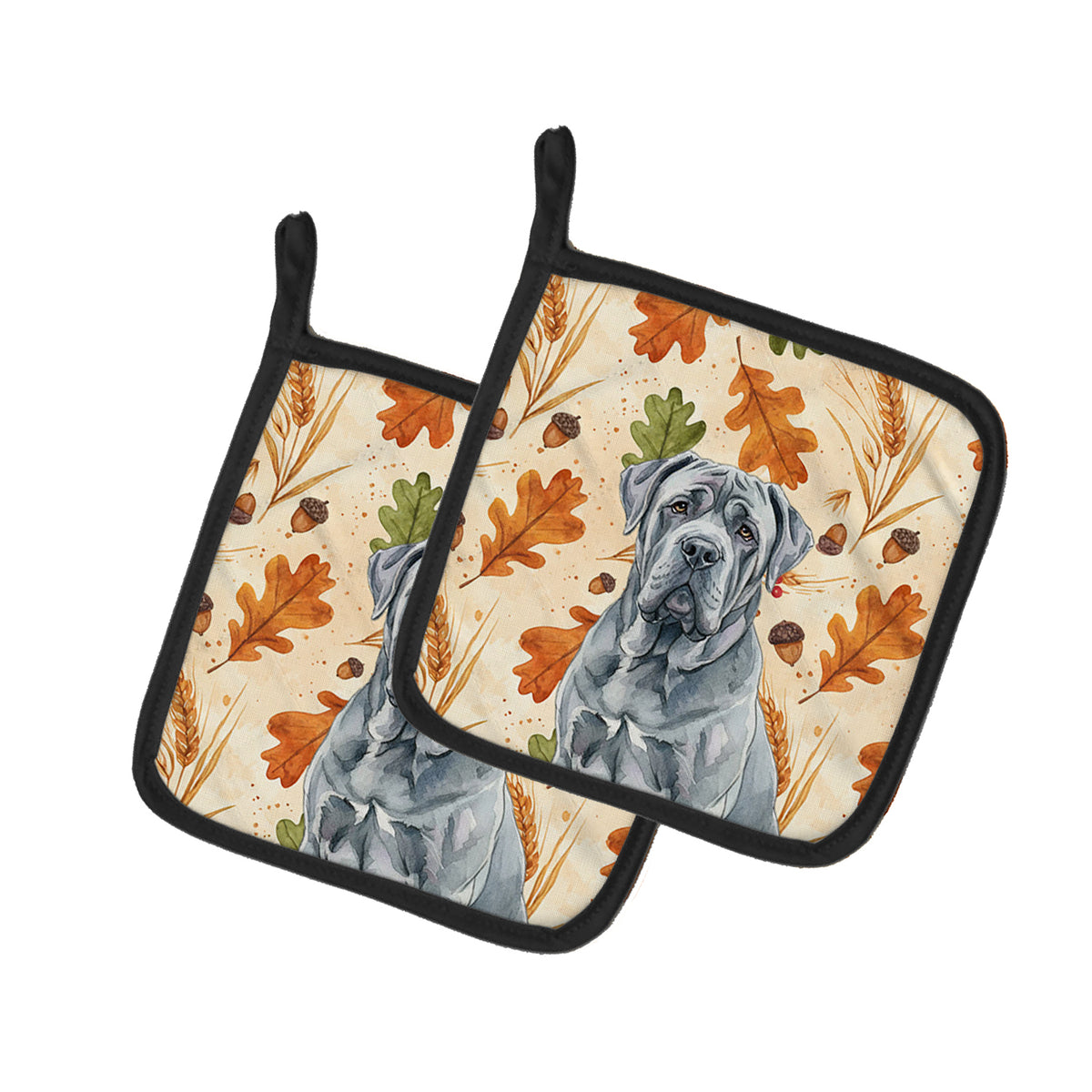 Caroline's Treasures Blue Neapolitan Mastiff Heirloom Fall Pair of Pot Holders