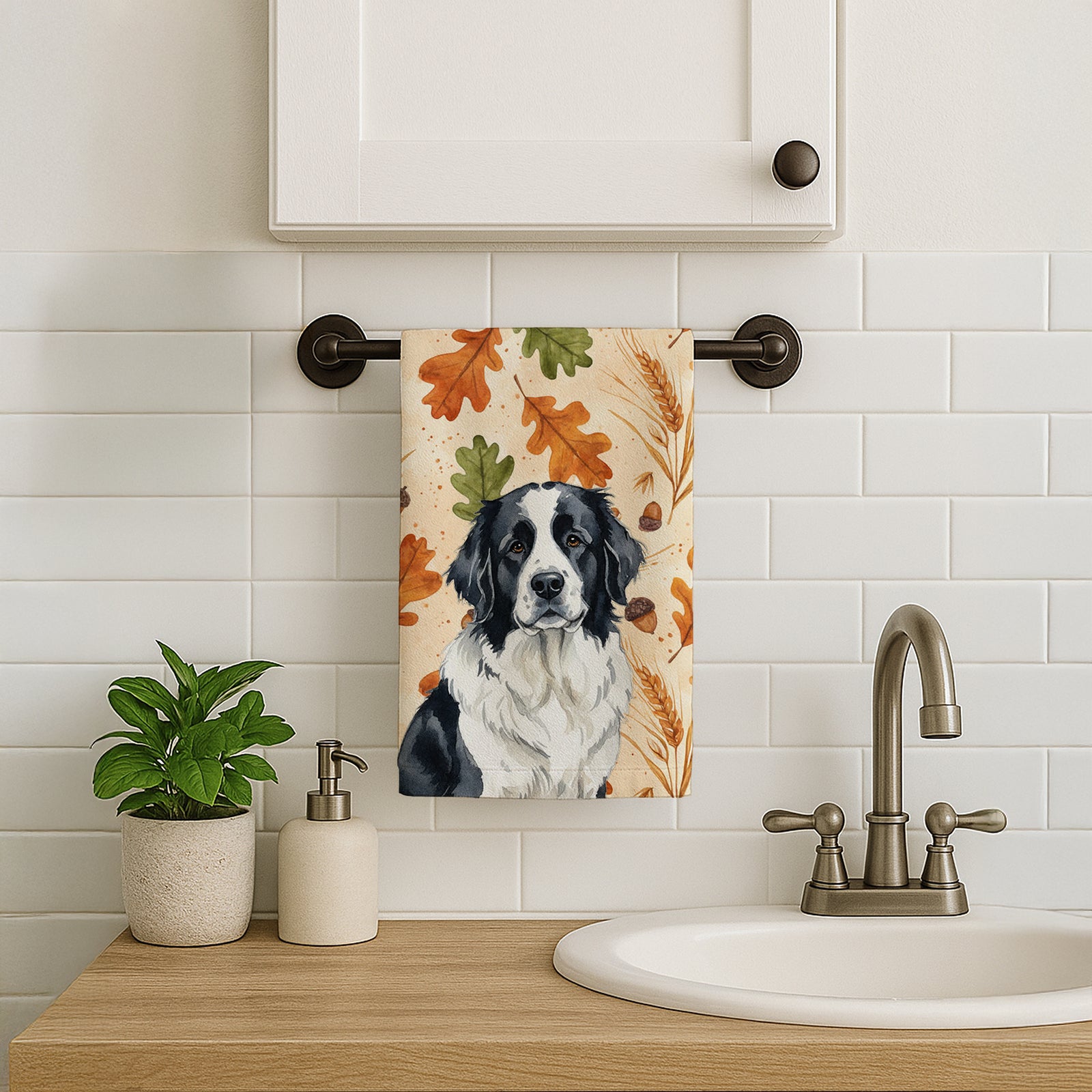 Caroline's Treasures Landseer Newfoundland Heirloom Fall Kitchen Towel