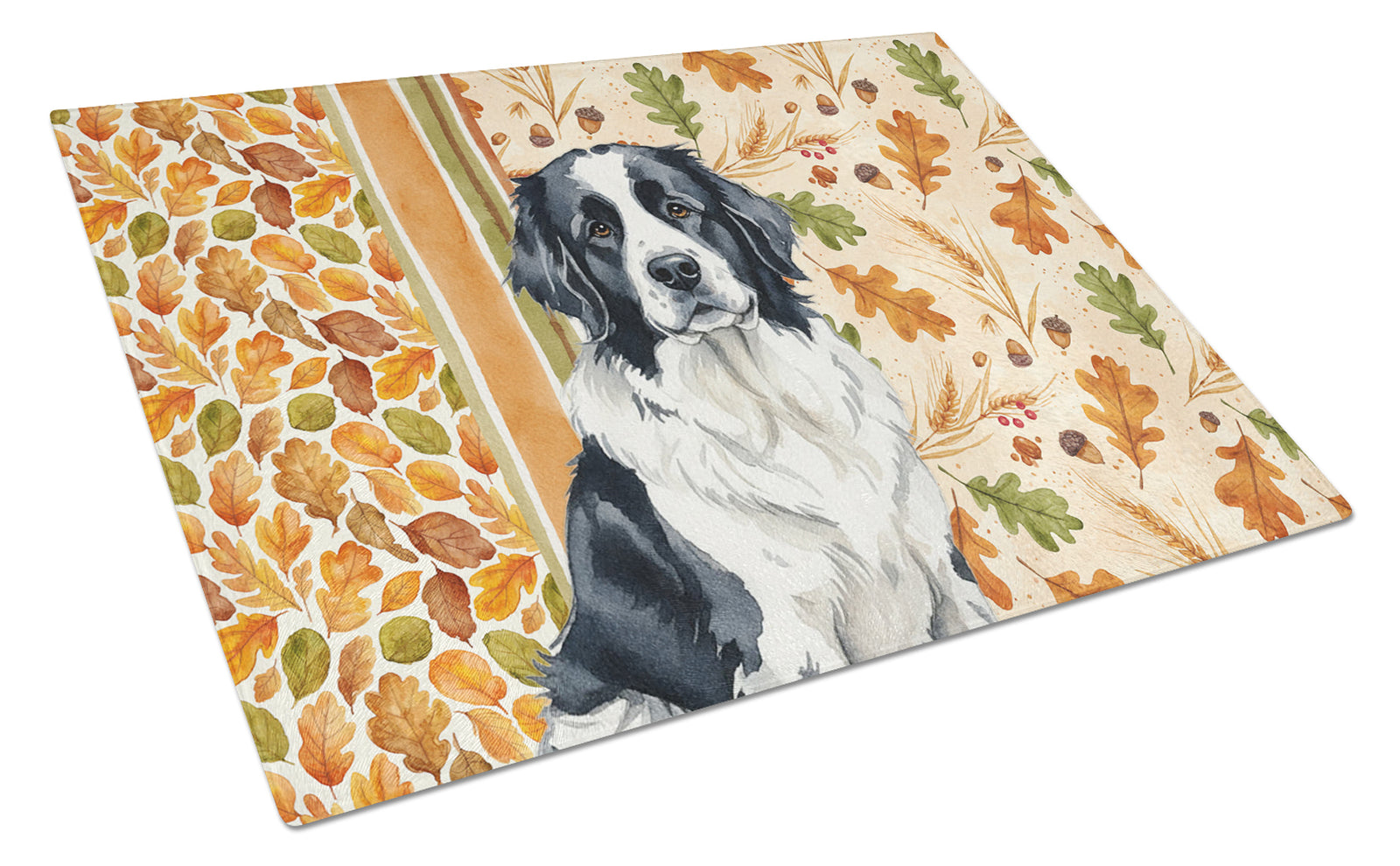 Caroline's Treasures Landseer Newfoundland Heirloom Fall Glass Cutting Board