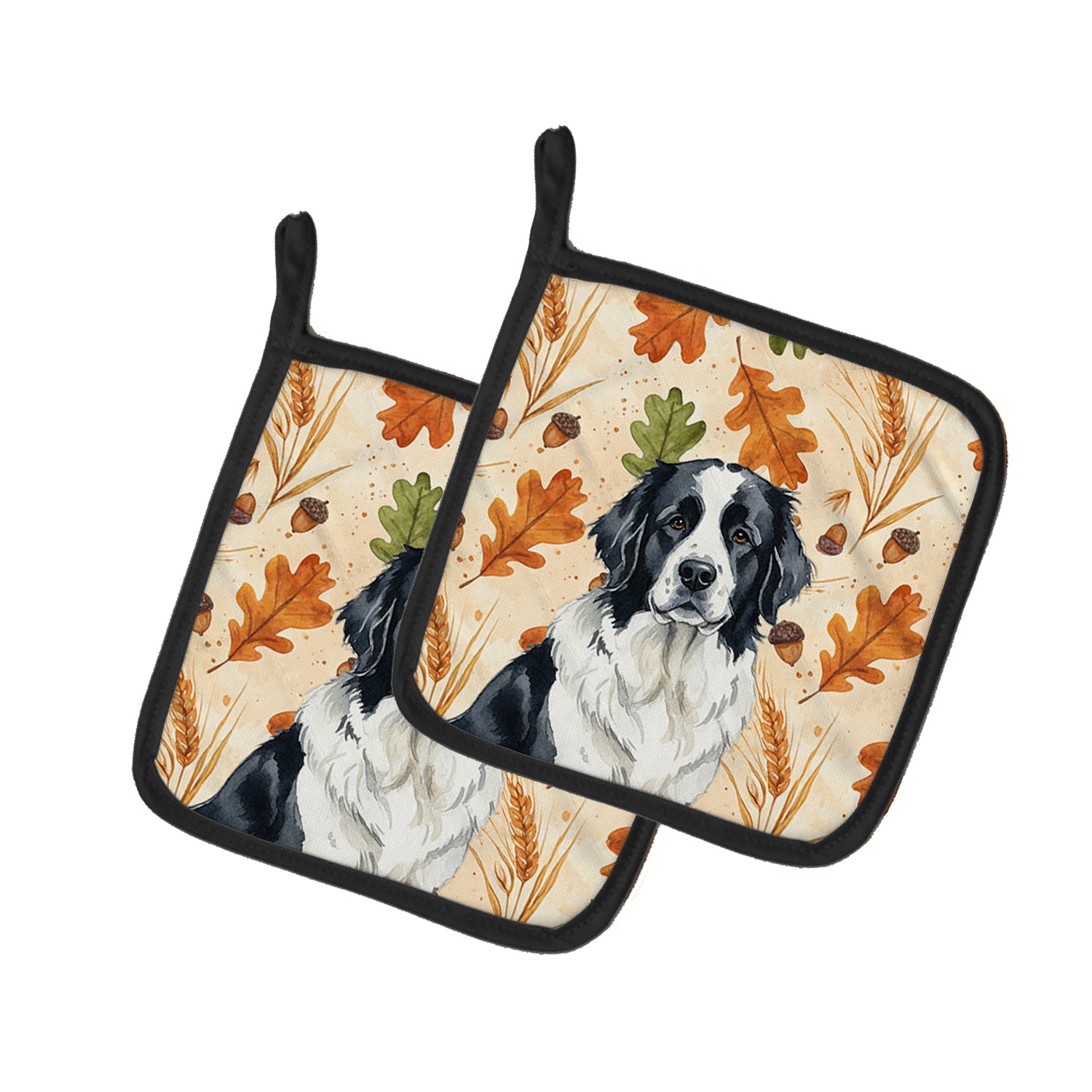 Caroline's Treasures Landseer Newfoundland Heirloom Fall Pair of Pot Holders