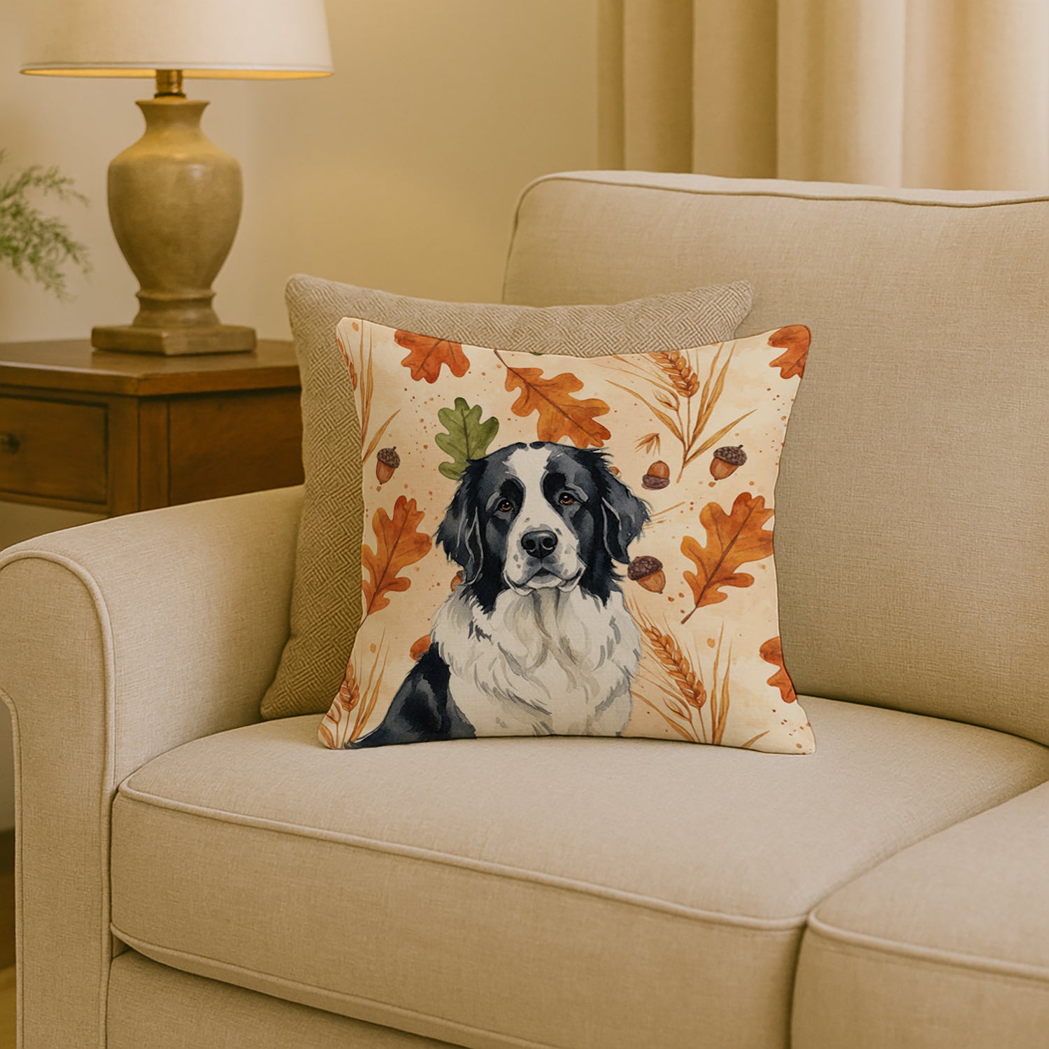 Caroline's Treasures Landseer Newfoundland Heirloom Fall Throw Pillow