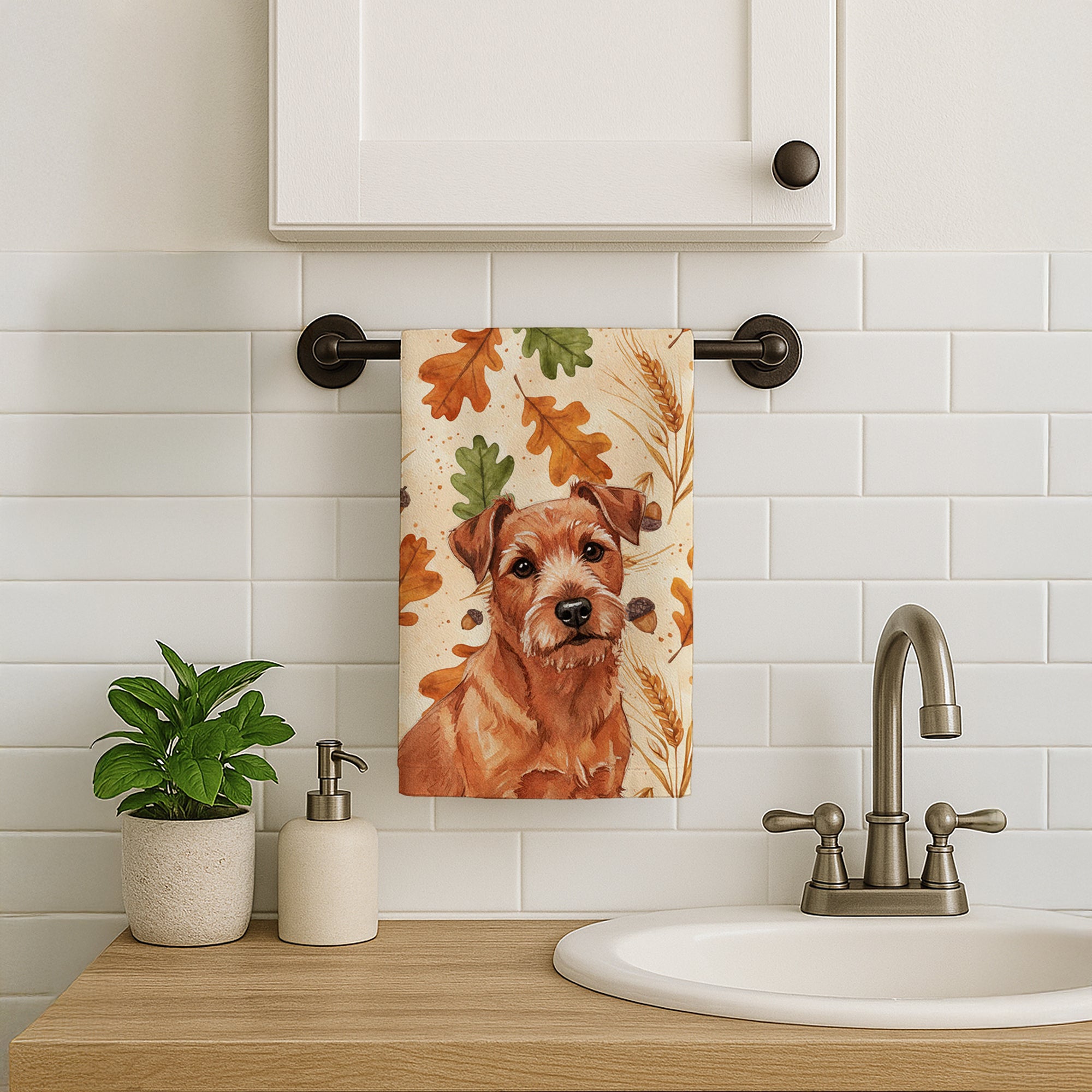 Caroline's Treasures Red Norfolk Terrier Heirloom Fall Kitchen Towel