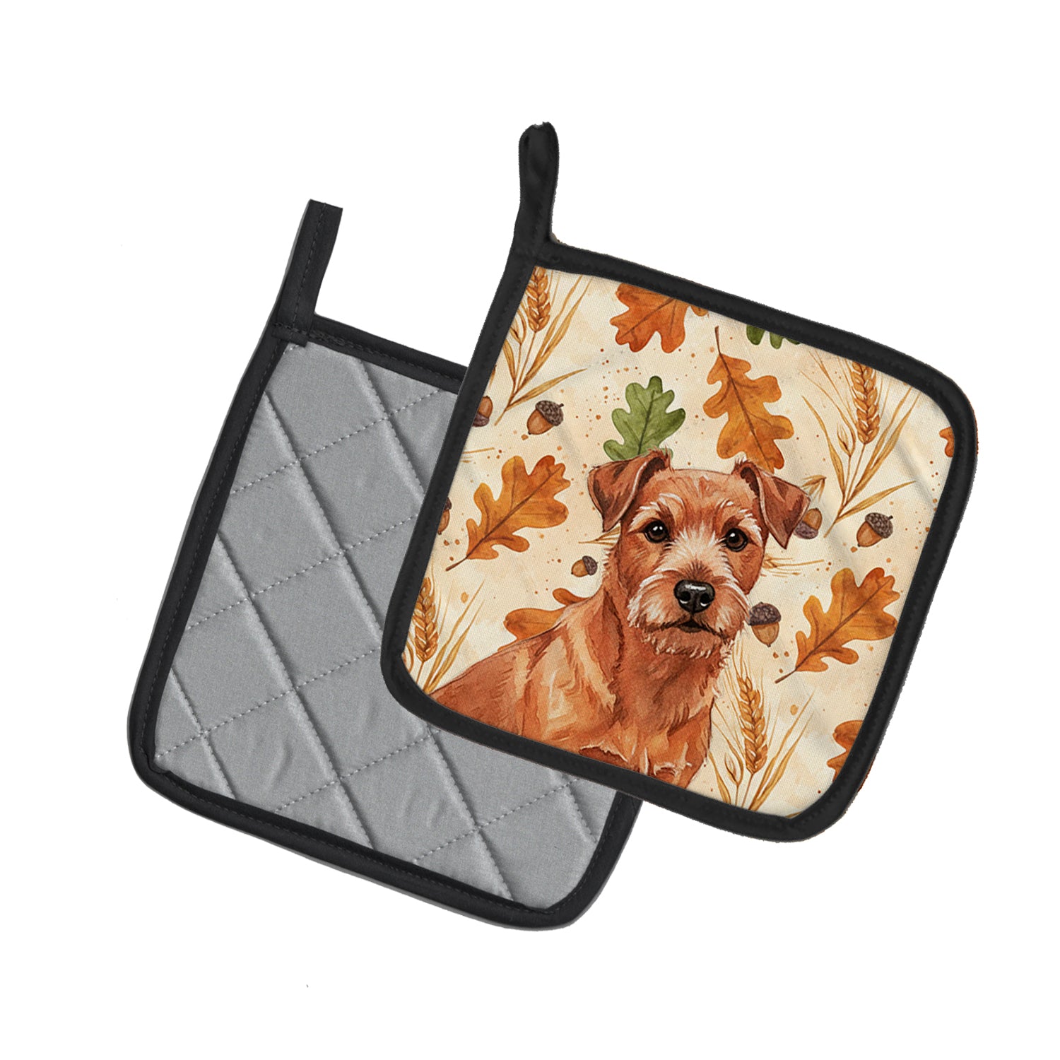 Caroline's Treasures Red Norfolk Terrier Heirloom Fall Pair of Pot Holders