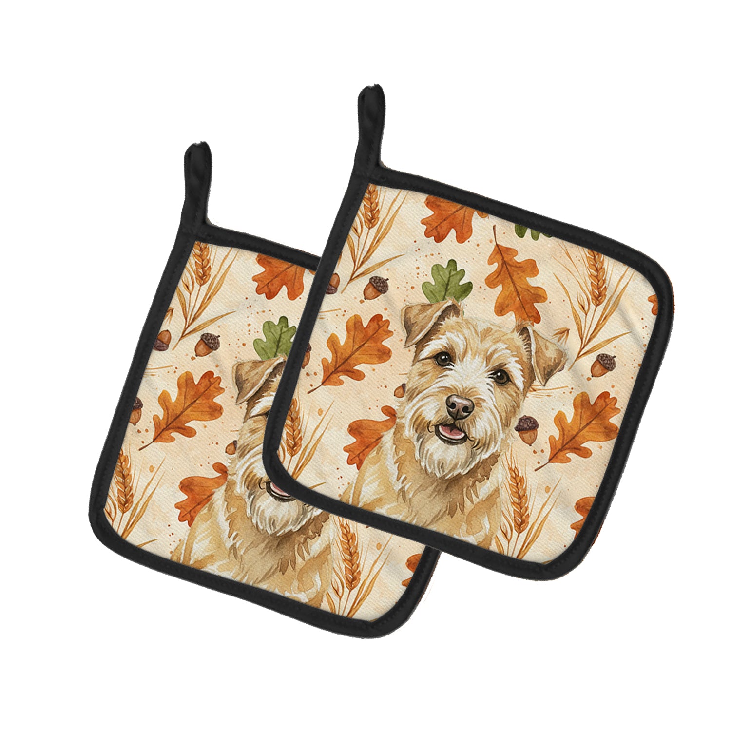 Caroline's Treasures Wheaten Norfolk Terrier Heirloom Fall Pair of Pot Holders