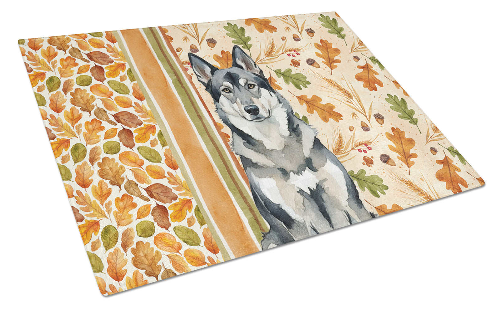 Caroline's Treasures Norwegian Elkhound Heirloom Fall Glass Cutting Board