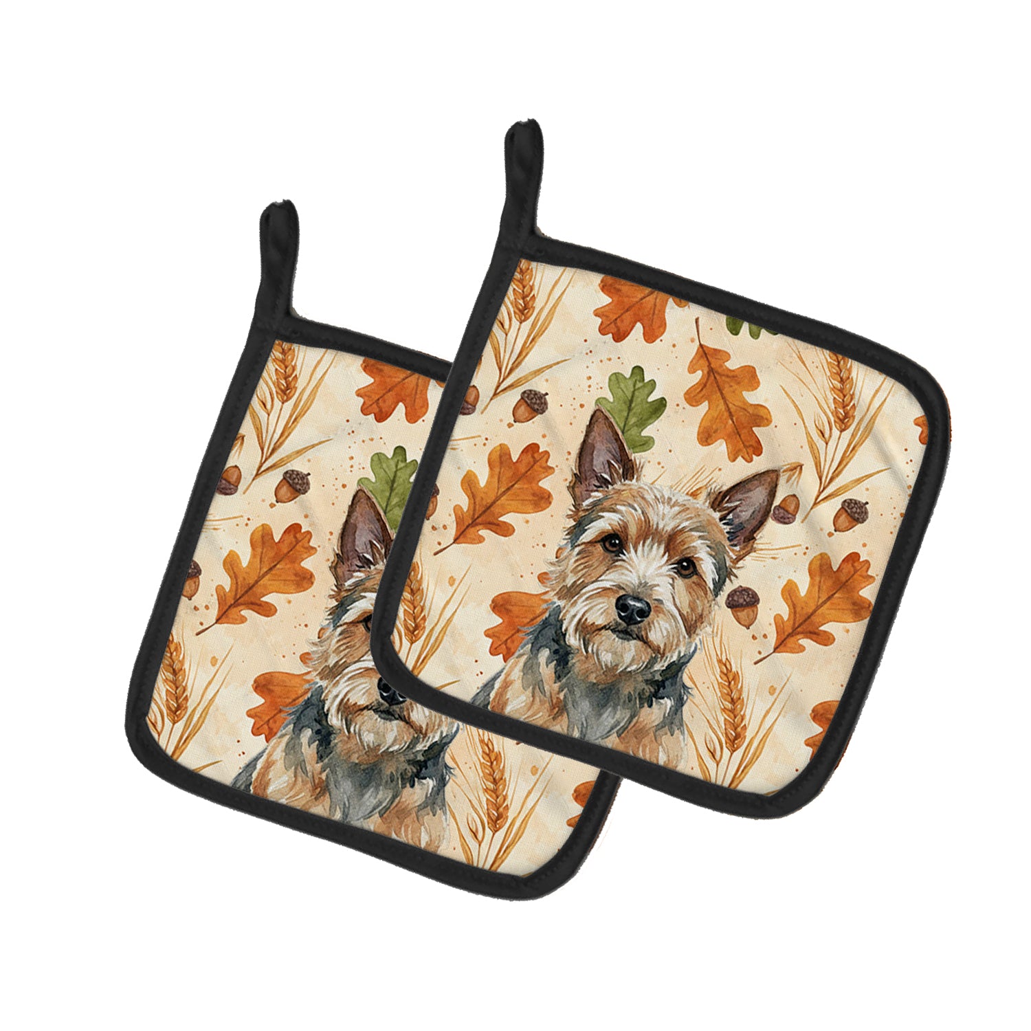 Caroline's Treasures Norwich Terrier Heirloom Fall Pair of Pot Holders