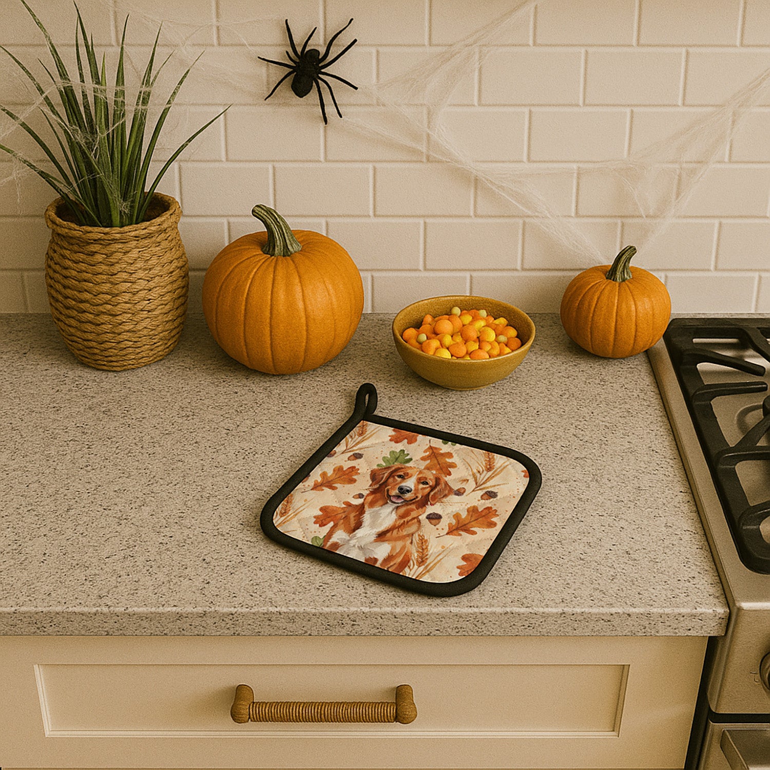 Caroline's Treasures Orange Nova Scotia Duck Tolling Retriever Heirloom Fall Pair of Pot Holders