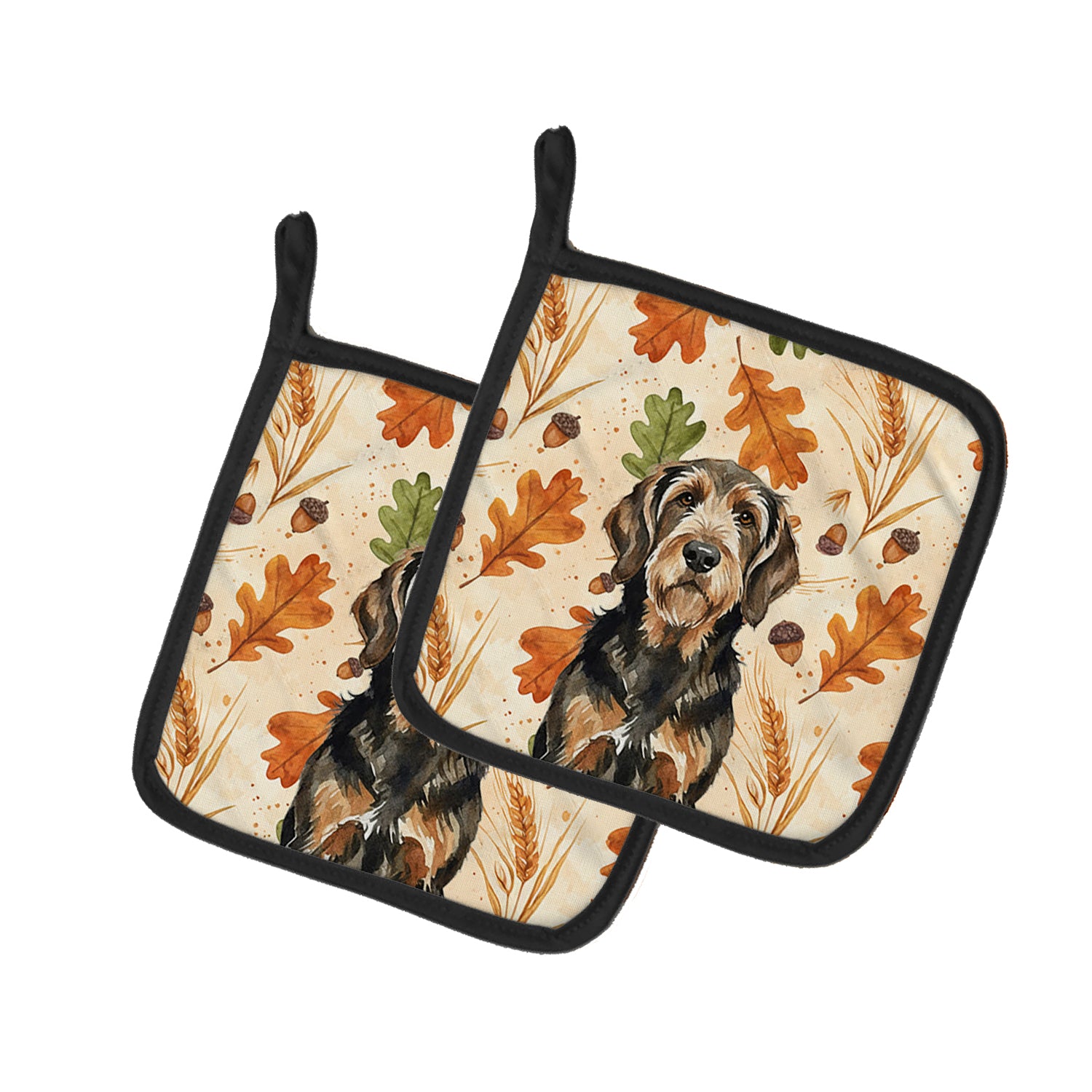 Caroline's Treasures Black and Tan Otterhound Heirloom Fall Pair of Pot Holders