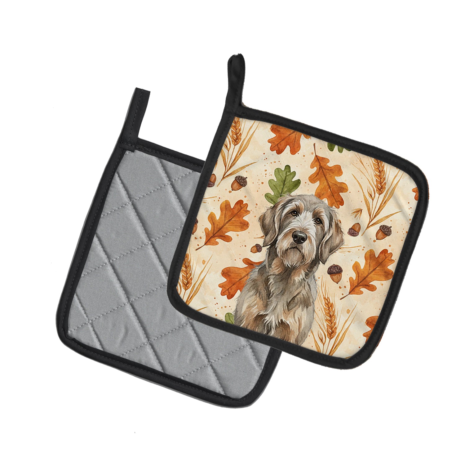 Caroline's Treasures Grizzle and Tan Otterhound Heirloom Fall Pair of Pot Holders