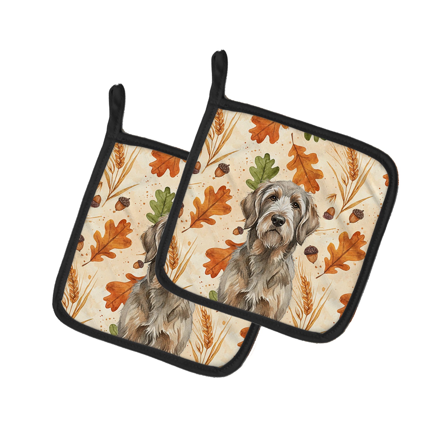 Caroline's Treasures Grizzle and Tan Otterhound Heirloom Fall Pair of Pot Holders