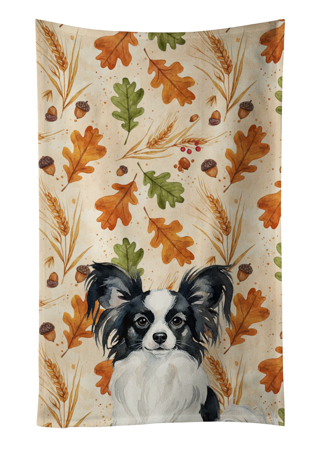 Caroline's Treasures Black and White Papillon Heirloom Fall Kitchen Towel