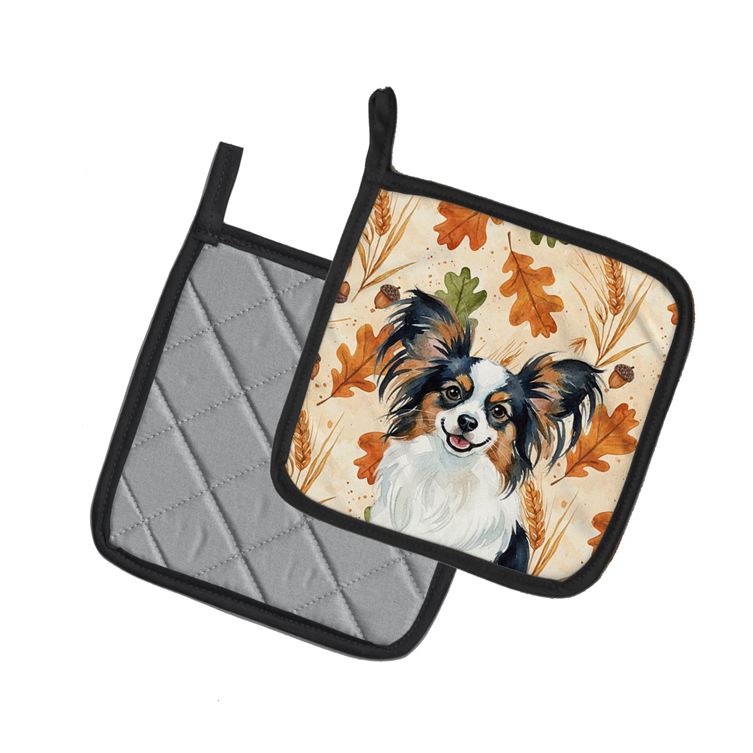 Caroline's Treasures Tricolor Papillon Heirloom Fall Pair of Pot Holders