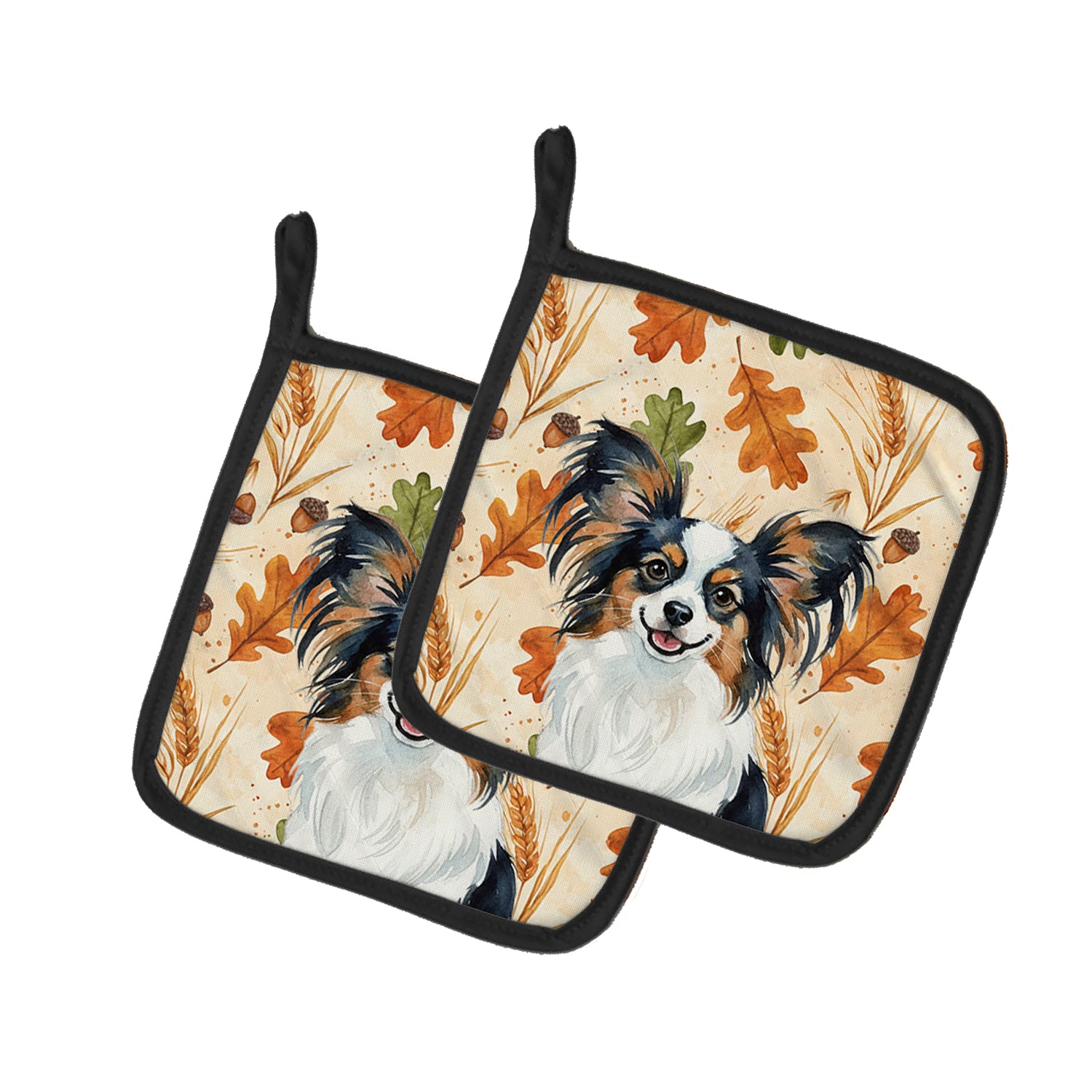 Caroline's Treasures Tricolor Papillon Heirloom Fall Pair of Pot Holders