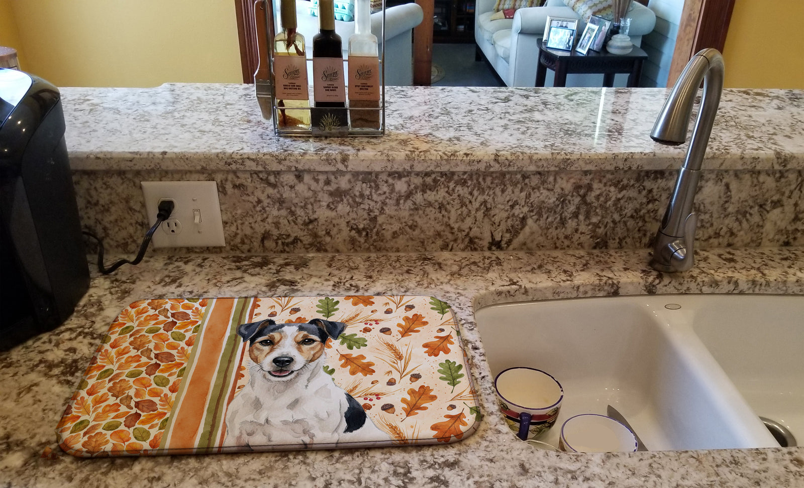 Caroline's Treasures Parson Russell Terrier Heirloom Fall Dish Drying Mat