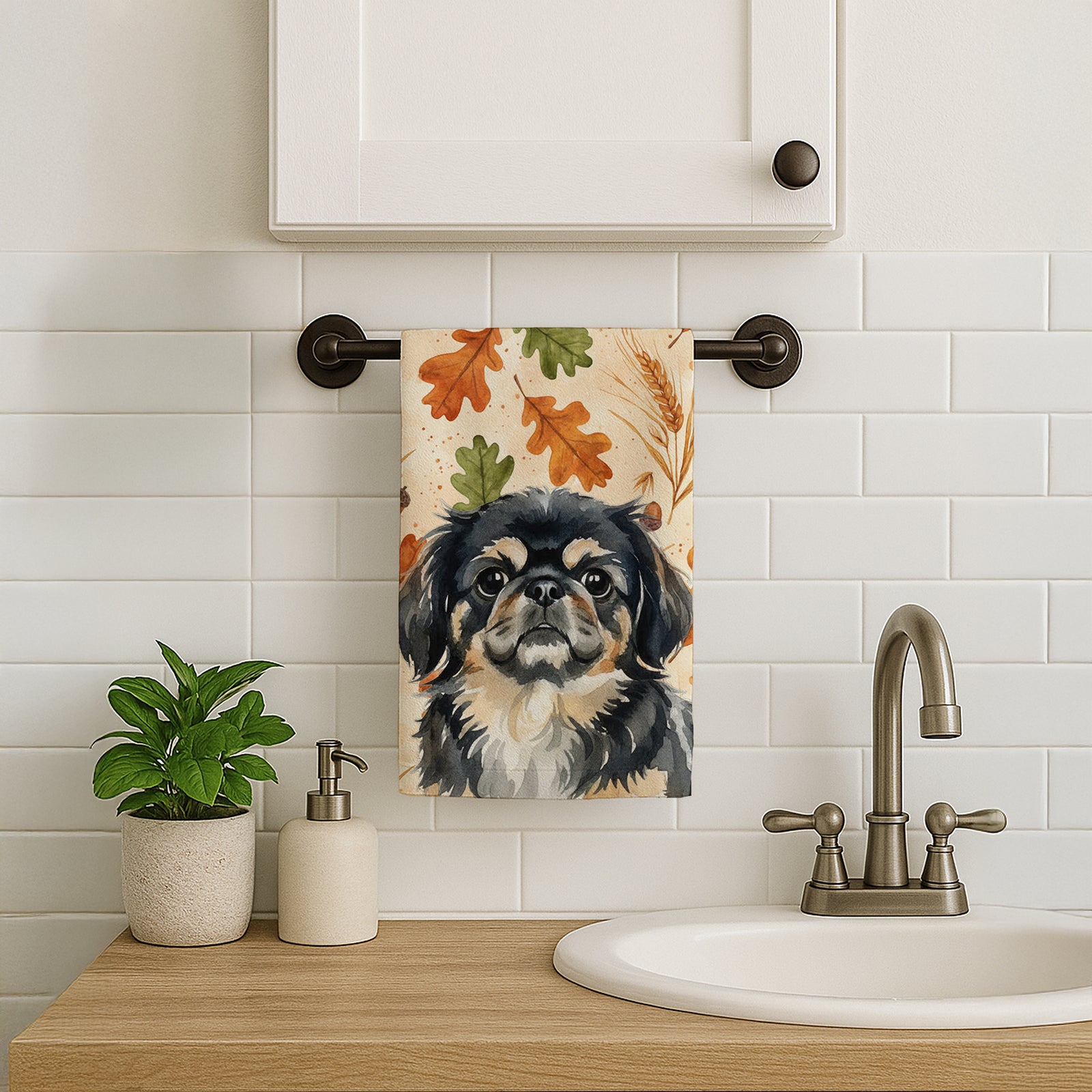 Caroline's Treasures Black and Tan Pekingese Heirloom Fall Kitchen Towel