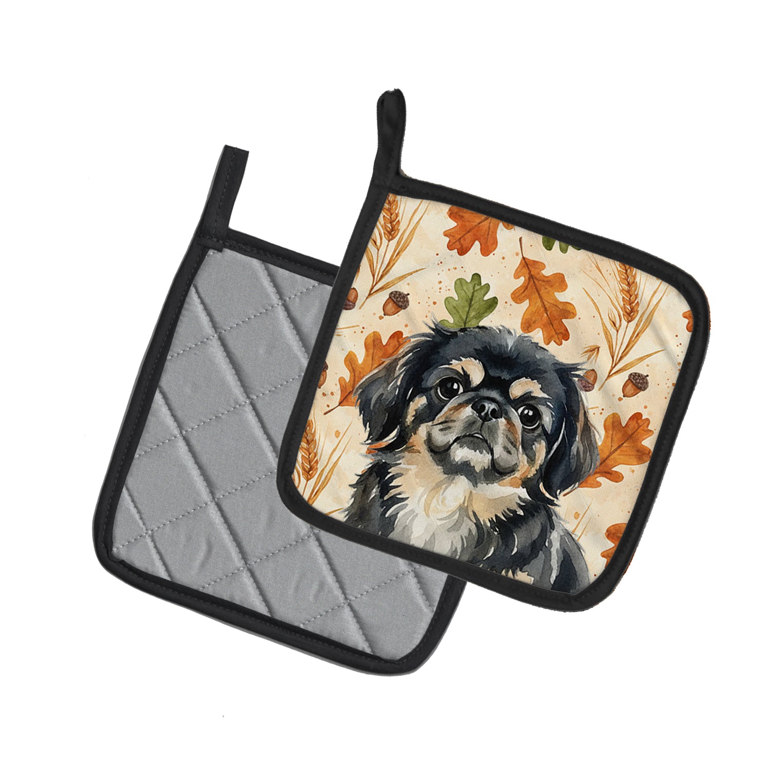 Caroline's Treasures Black and Tan Pekingese Heirloom Fall Pair of Pot Holders