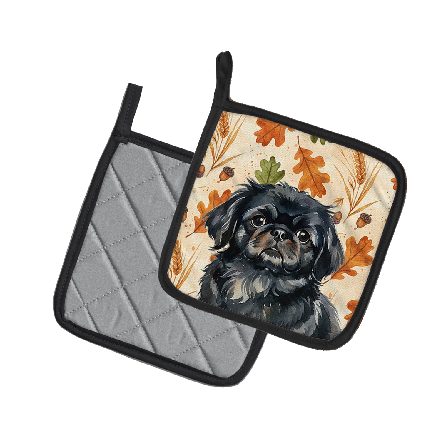 Caroline's Treasures Black Pekingese Heirloom Fall Pair of Pot Holders