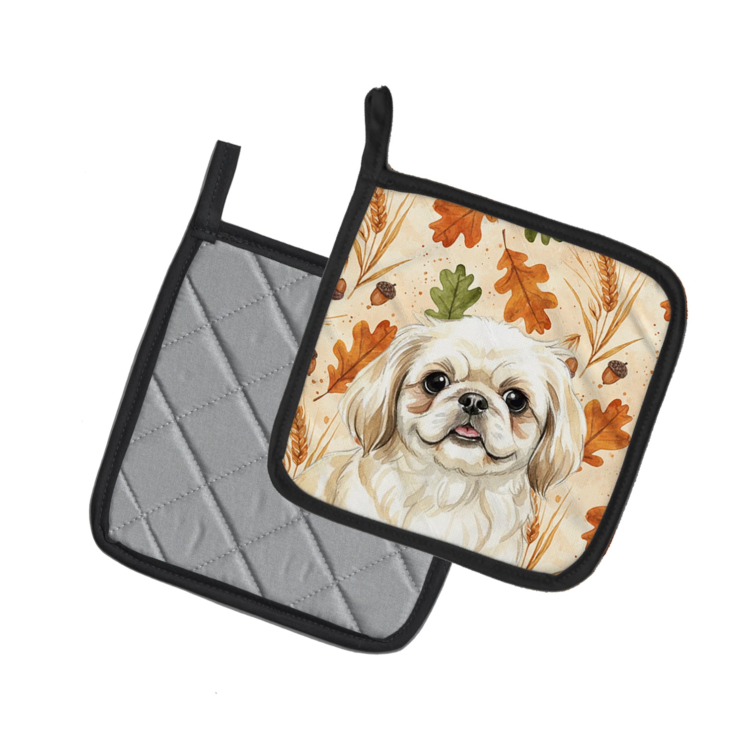 Caroline's Treasures Cream Pekingese Heirloom Fall Pair of Pot Holders