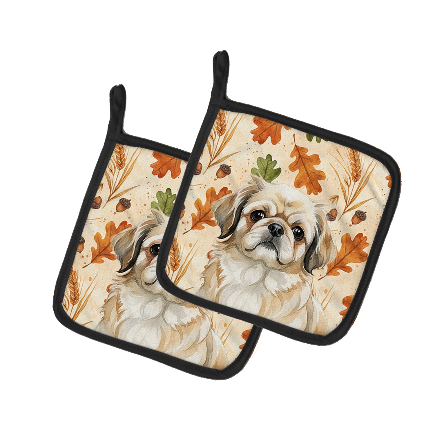 Caroline's Treasures Fawn Pekingese Heirloom Fall Pair of Pot Holders