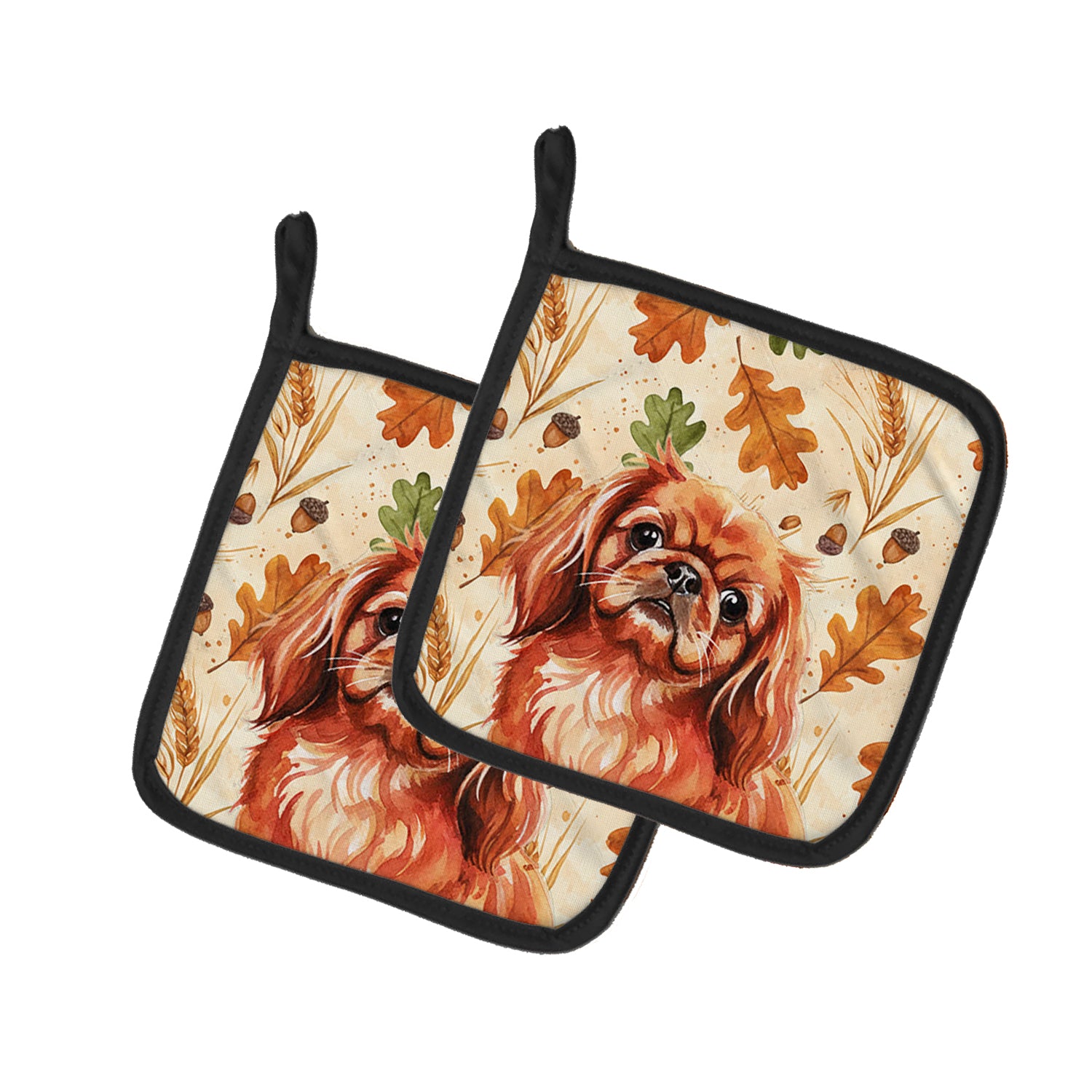 Caroline's Treasures Red Pekingese Heirloom Fall Pair of Pot Holders