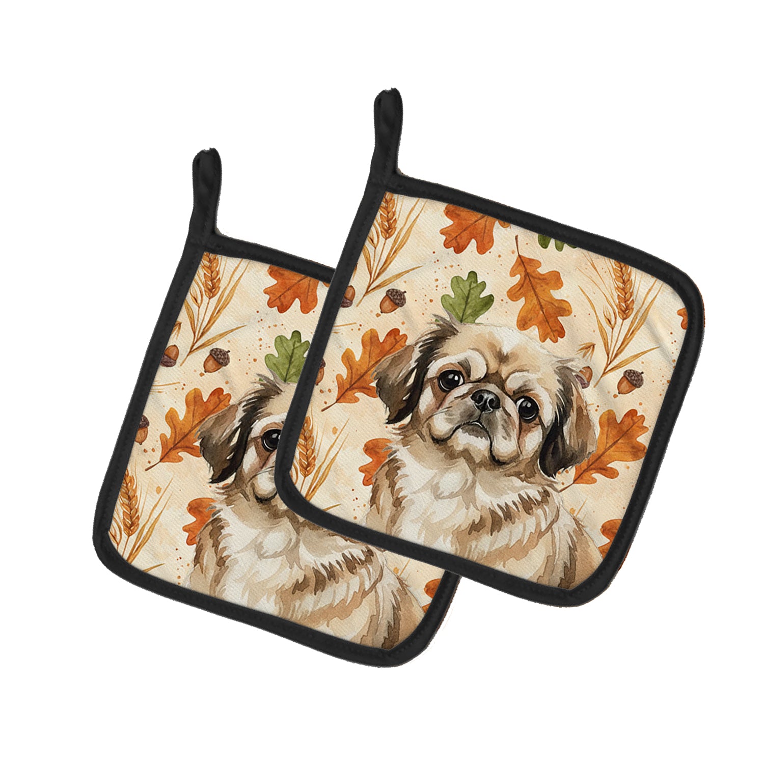 Caroline's Treasures Sable Pekingese Heirloom Fall Pair of Pot Holders