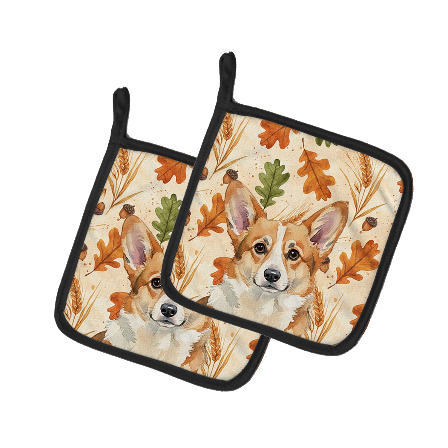Caroline's Treasures Corgi Heirloom Fall Pair of Pot Holders