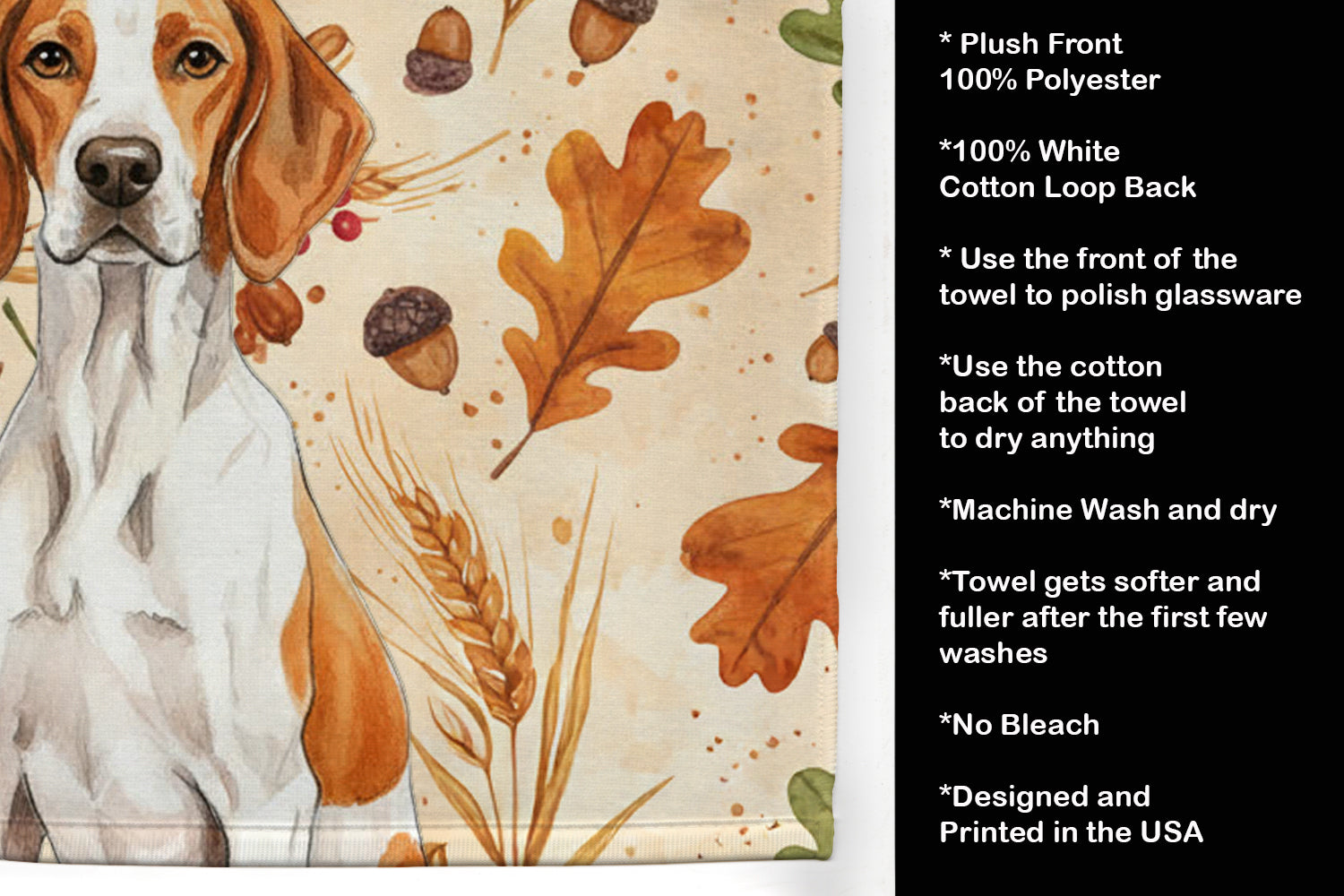 Caroline's Treasures Orange and White Pointer Heirloom Fall Kitchen Towel