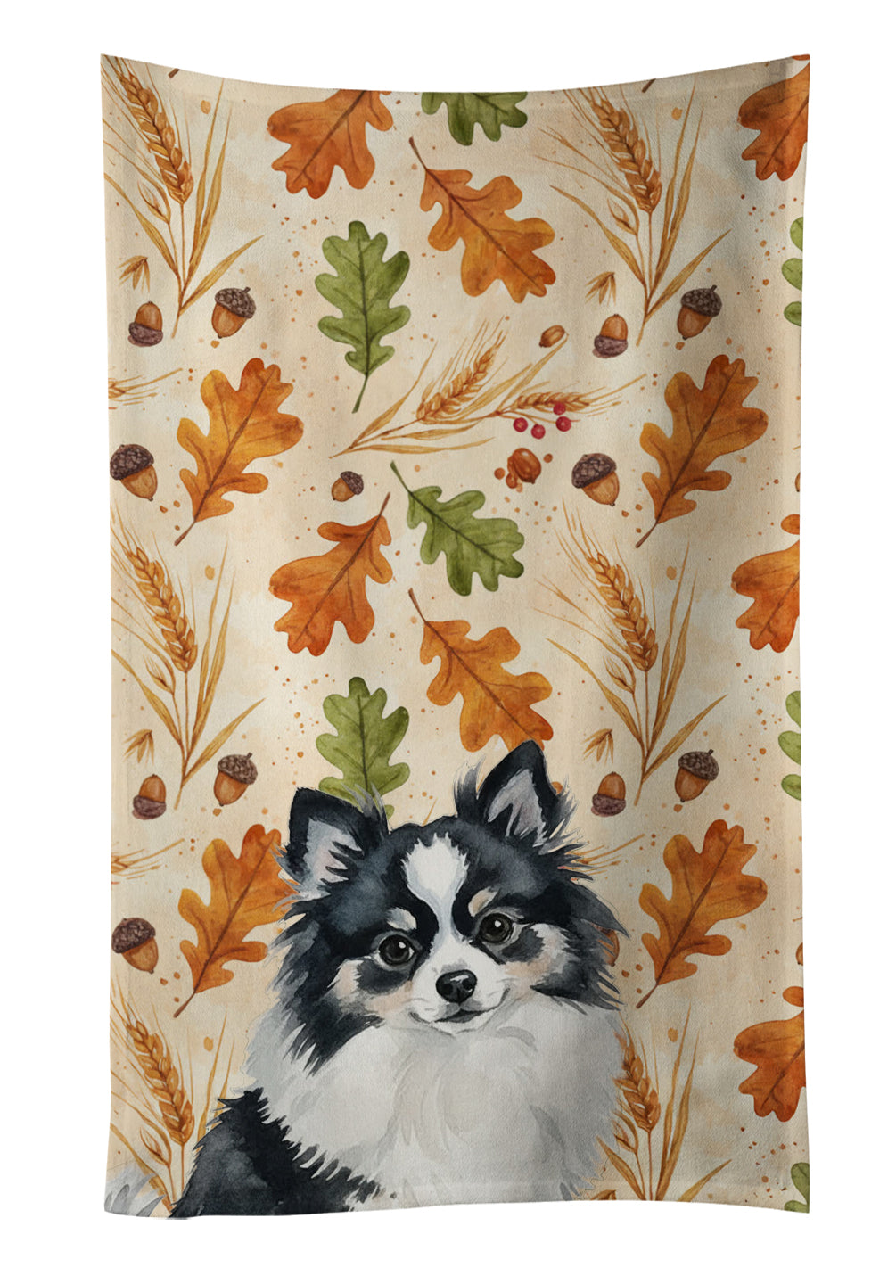 Caroline's Treasures Black and White Pomeranian Heirloom Fall Kitchen Towel