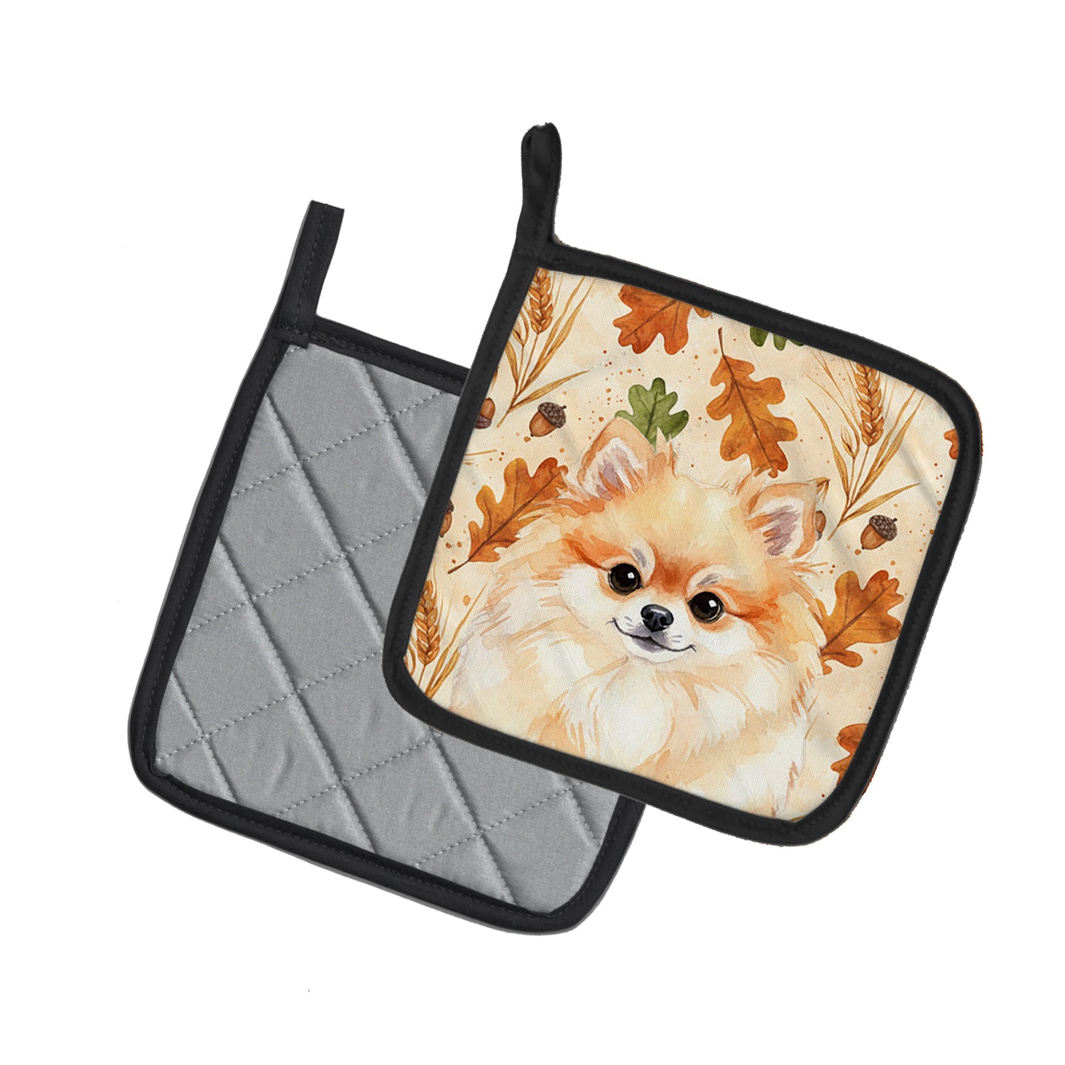 Caroline's Treasures Pomeranian Heirloom Fall Pair of Pot Holders