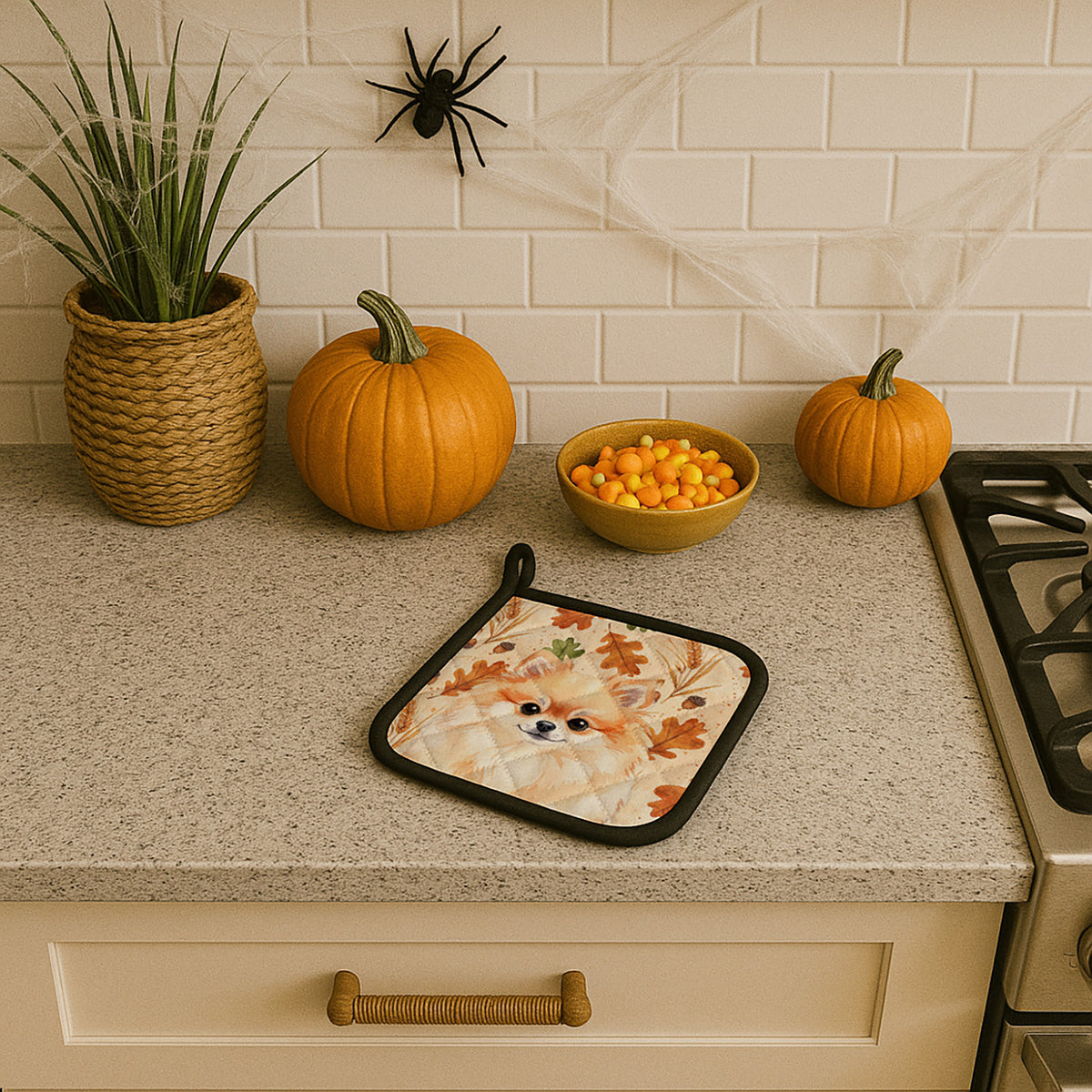 Caroline's Treasures Pomeranian Heirloom Fall Pair of Pot Holders