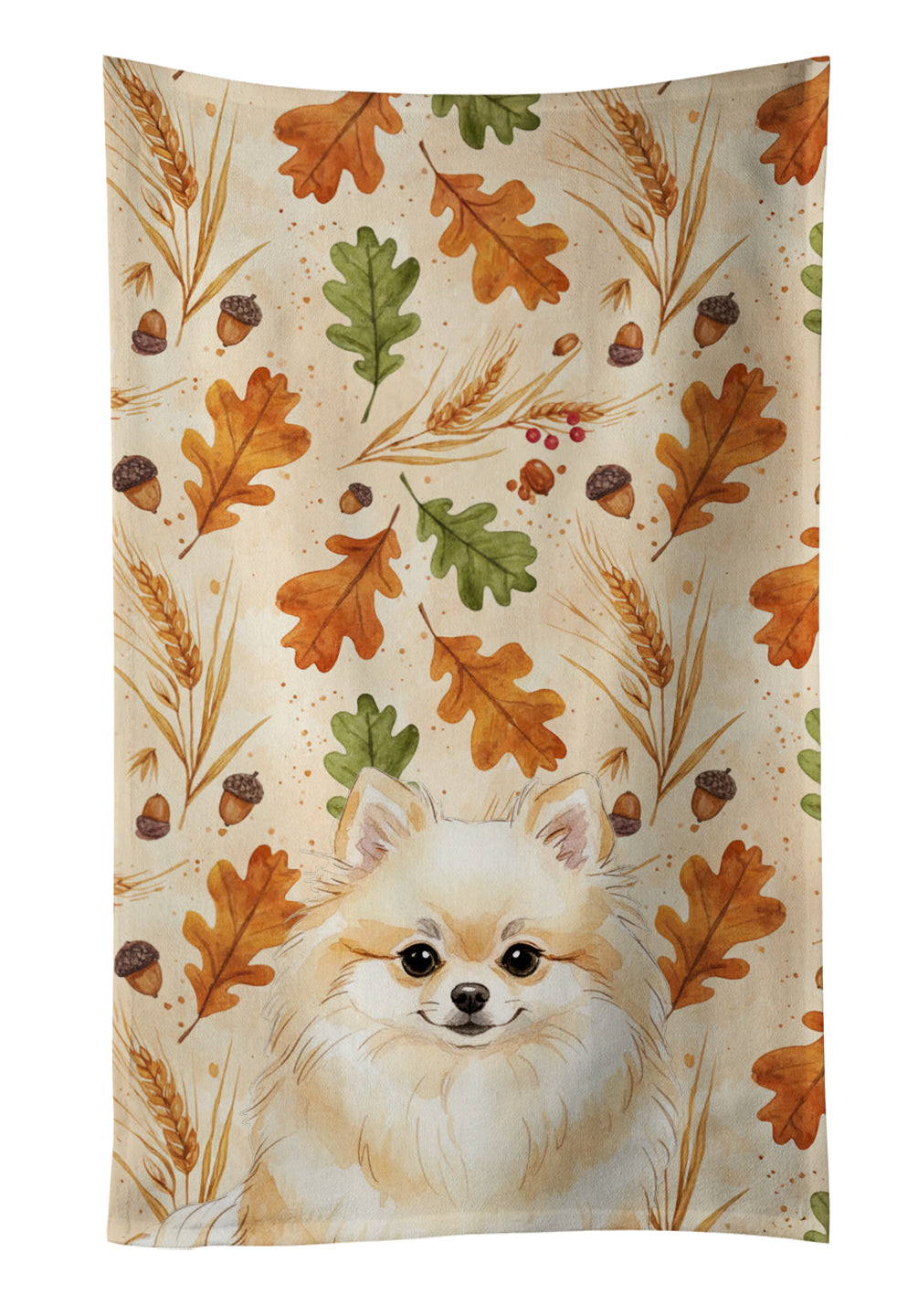 Caroline's Treasures Cream Pomeranian Heirloom Fall Kitchen Towel