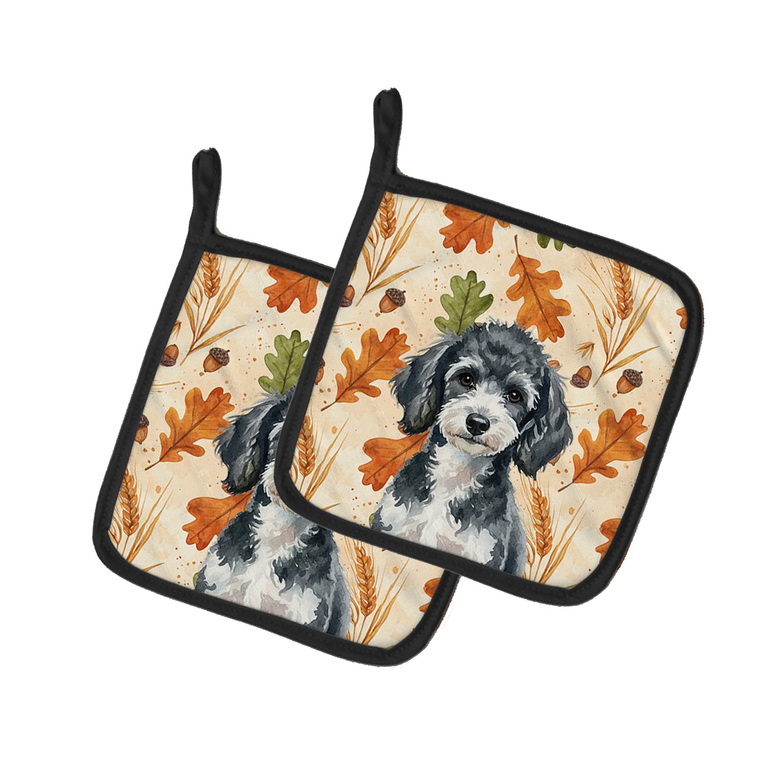 Caroline's Treasures Miniature Parti Poodle Heirloom Fall Pair of Pot Holders