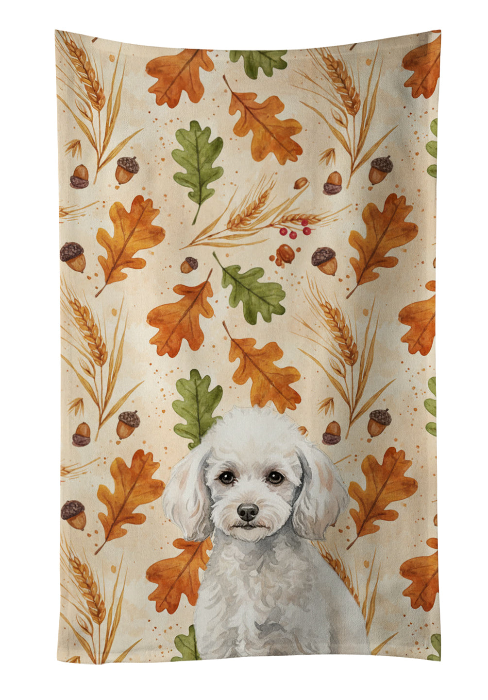 Caroline's Treasures Miniature White Poodle Heirloom Fall Kitchen Towel