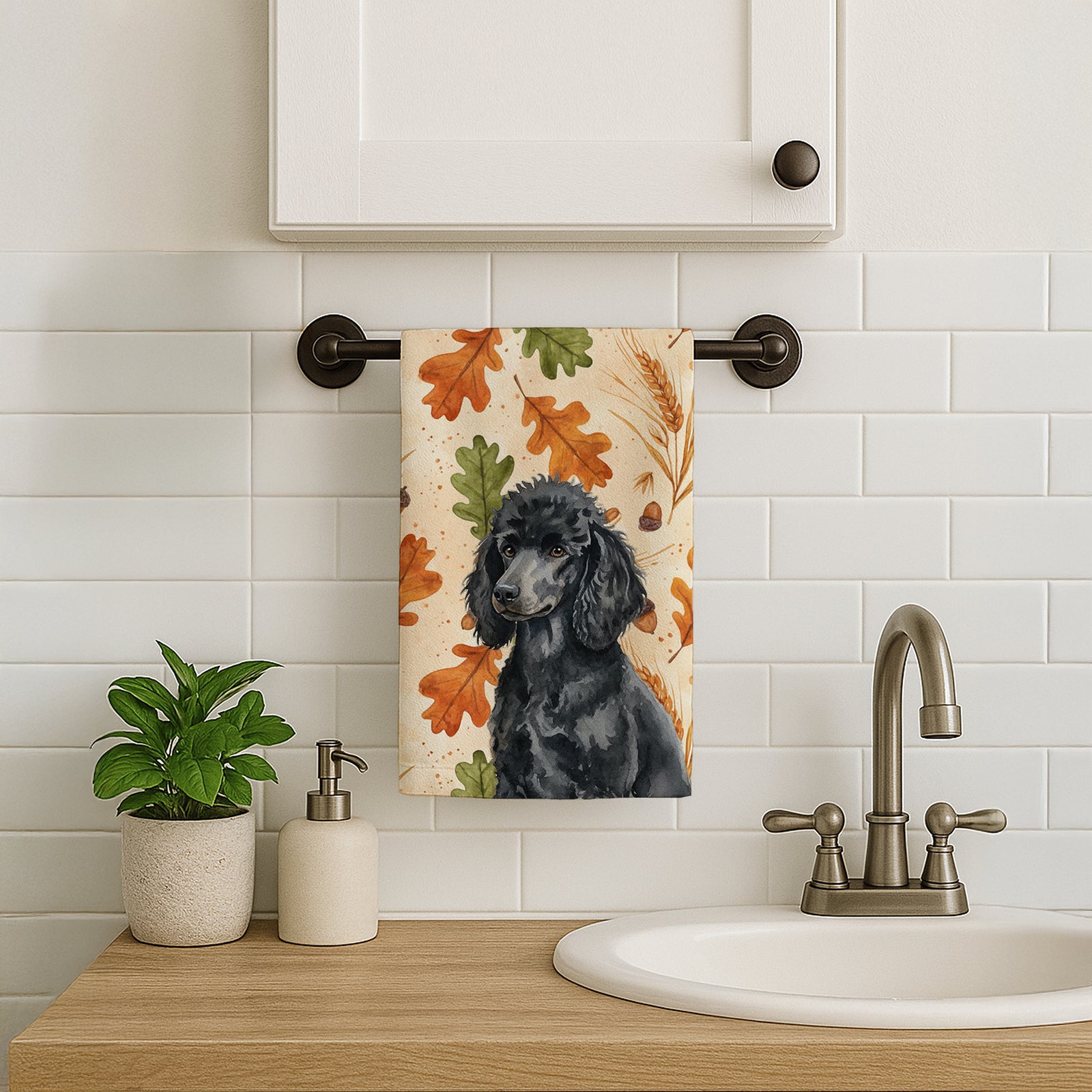 Caroline's Treasures Standard Black Poodle Heirloom Fall Kitchen Towel