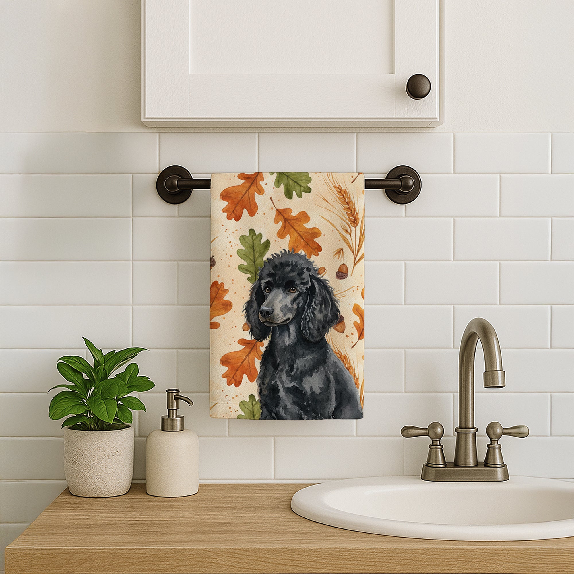 Caroline's Treasures Standard Black Poodle Heirloom Fall Kitchen Towel